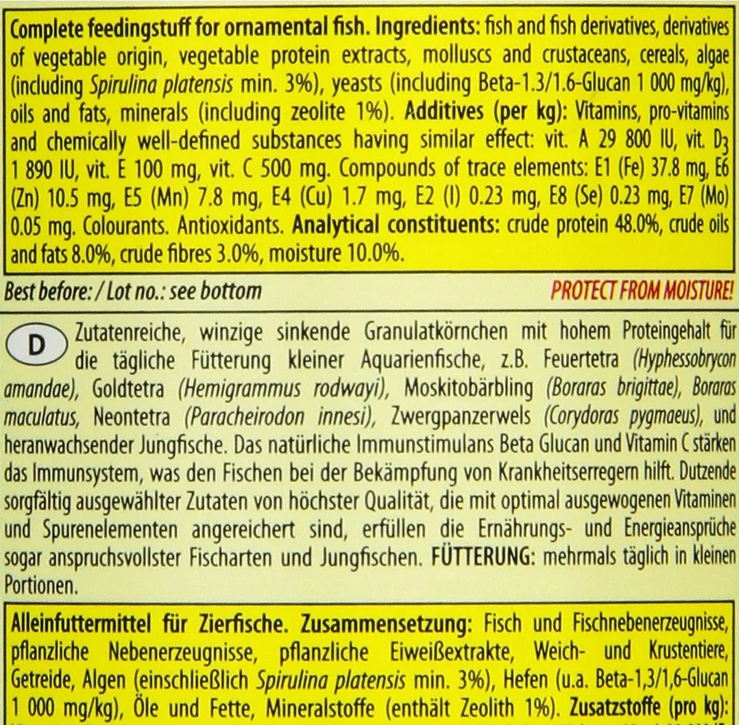 Tropical Nanovit Granulat for Fry and Small Aquarium Fish, Sinking Granules, 250ml / 175g - immagine 4