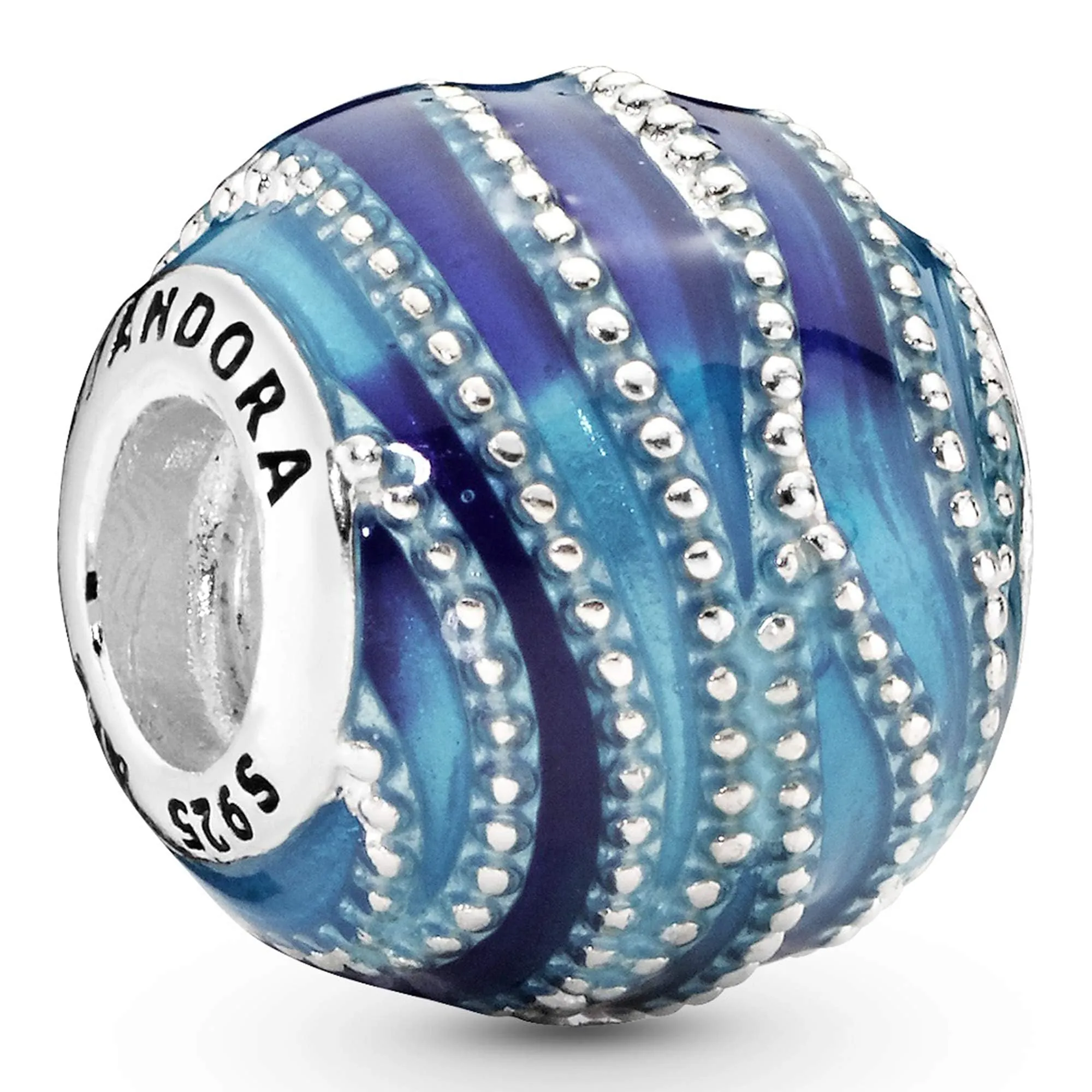 Pandora Colours Ciondolo in Argento Ondulato con Smalto Blu Misto - immagine 2
