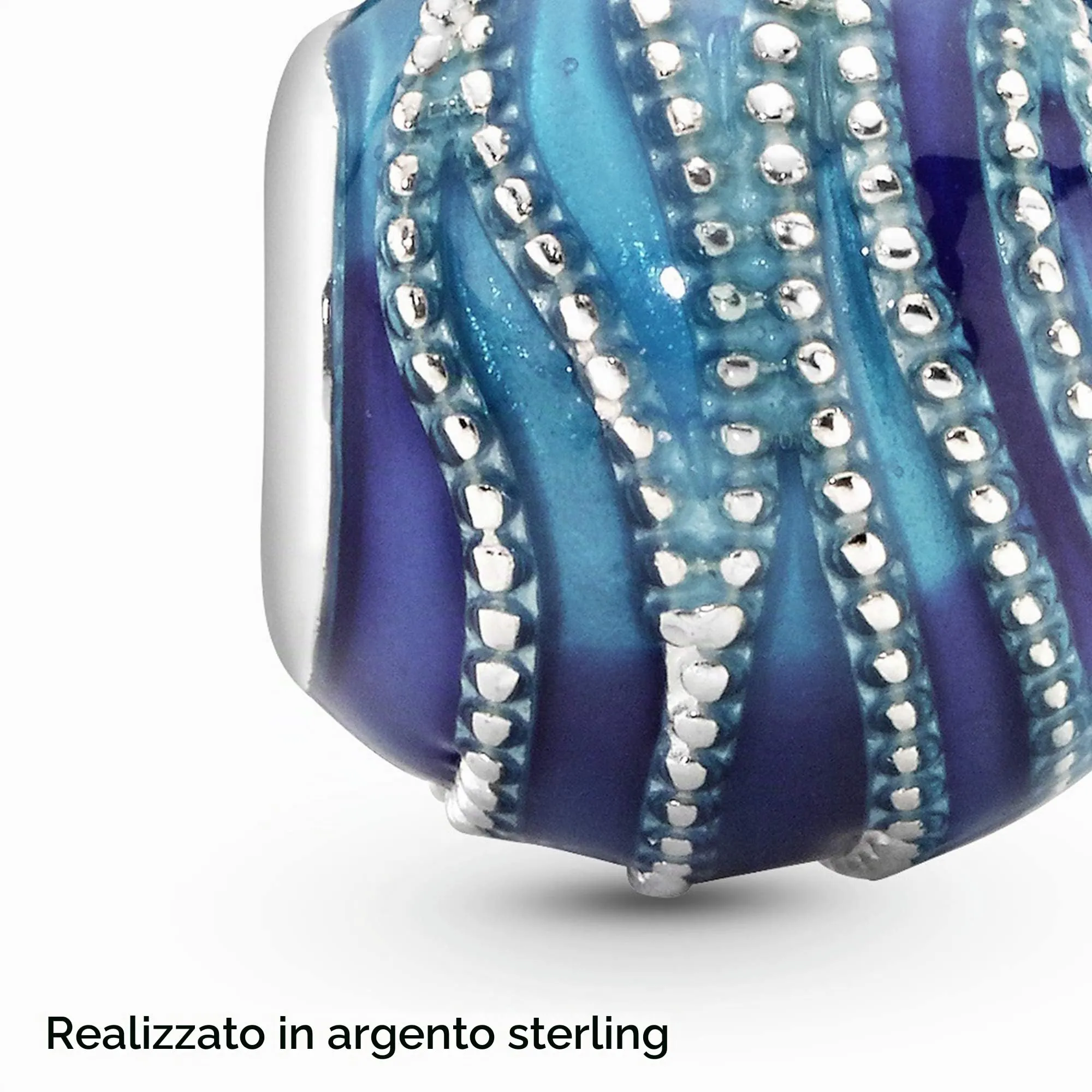 Pandora Colours Ciondolo in Argento Ondulato con Smalto Blu Misto - immagine 5