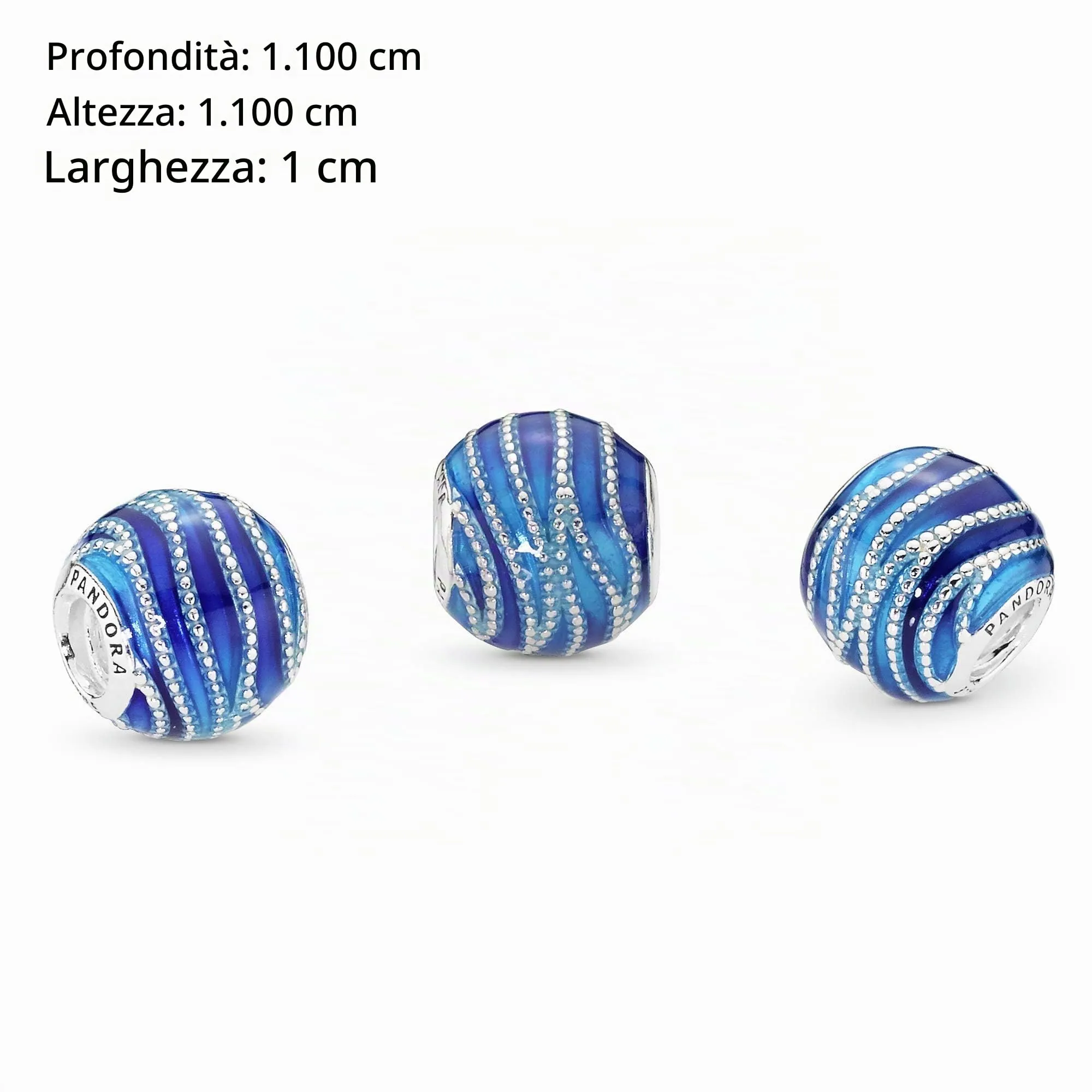 Pandora Colours Ciondolo in Argento Ondulato con Smalto Blu Misto - immagine 7