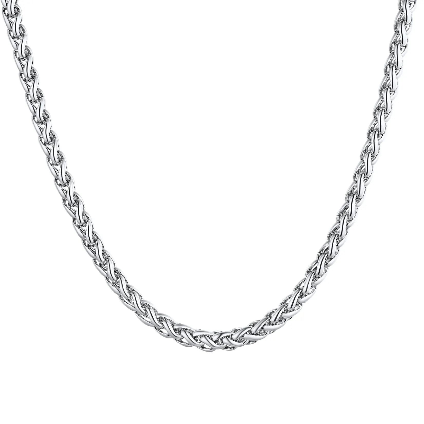 U7 Collana Uomo in Acciaio Inossidabile, Catena a Spiga 3mm, 66cm - immagine 1