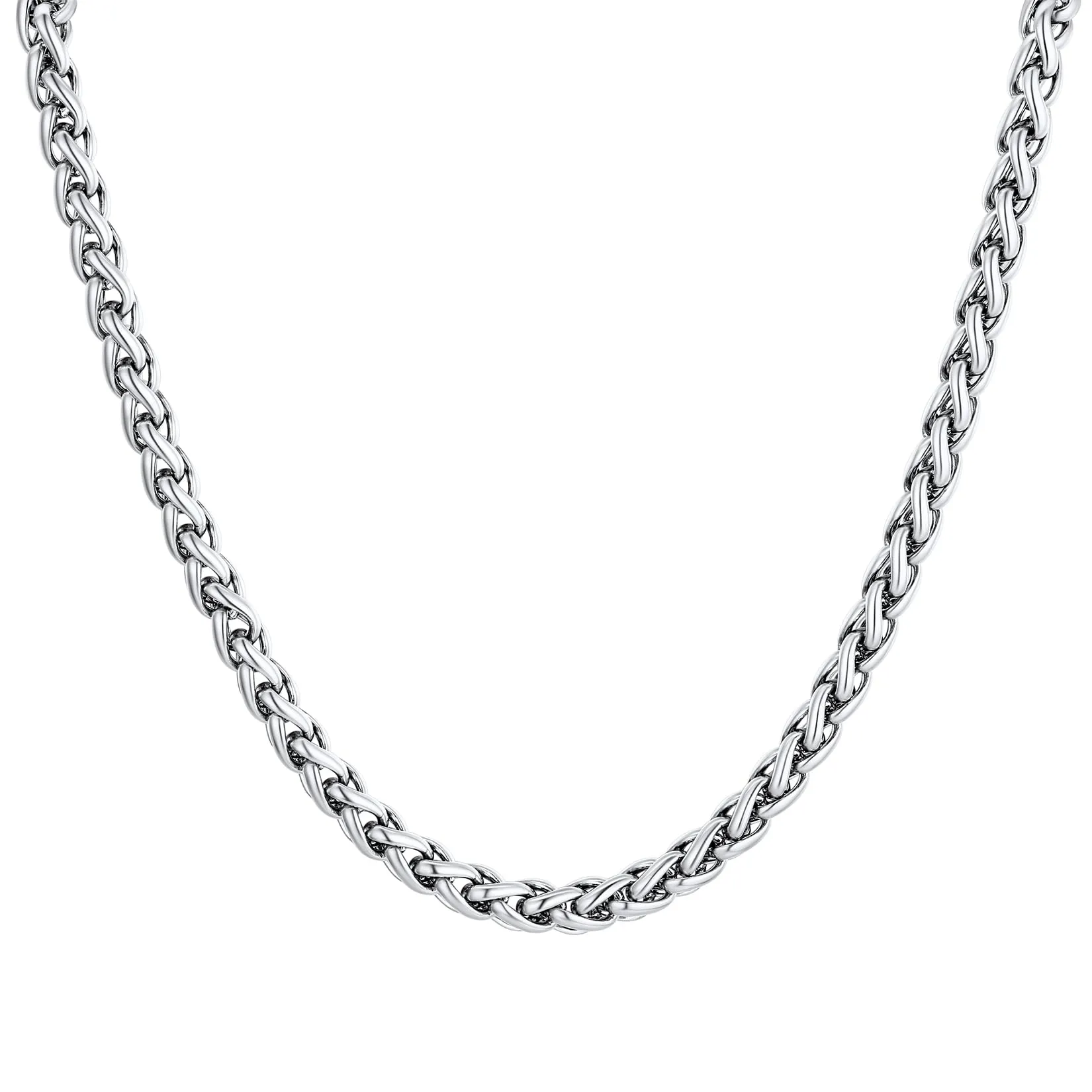 U7 Collana Uomo Catena Spiga in Acciaio Inossidabile 6mm x 71cm - immagine 1