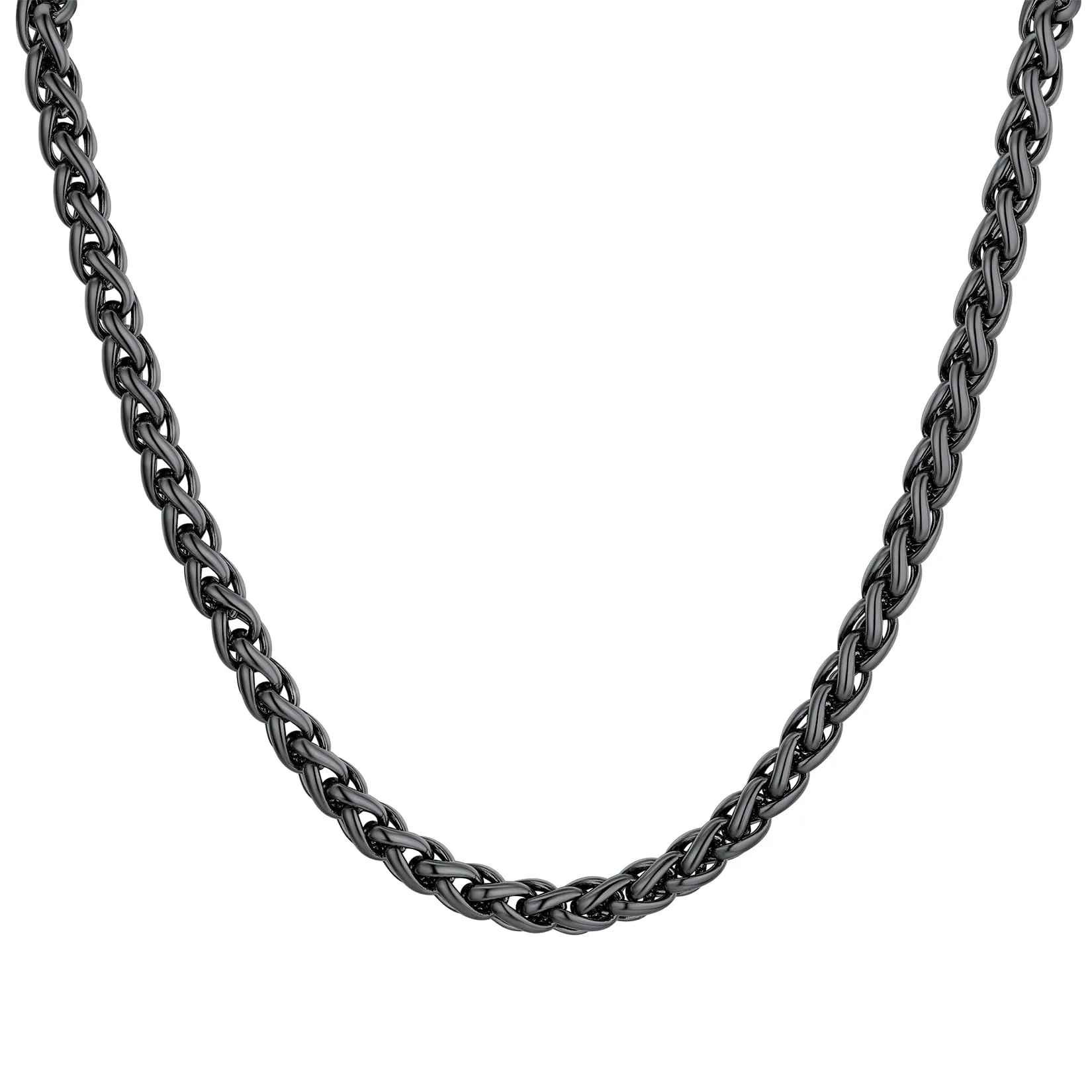 U7 Collana Uomo in Acciaio Inossidabile Catena Spiga Nera 6mm 76cm - immagine 1