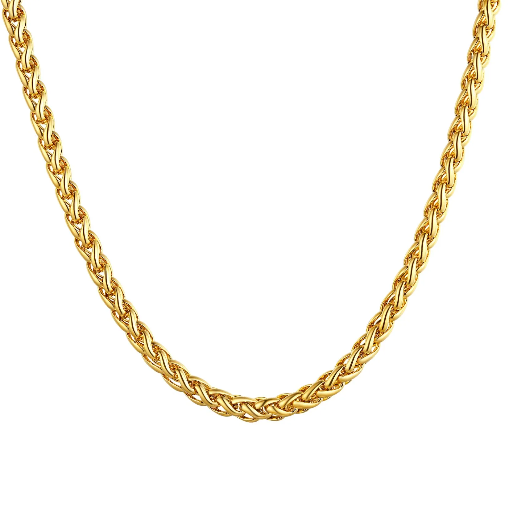 U7 Collana Uomo a Spiga in Acciaio Inossidabile Oro, 3mm x 55cm - immagine 1