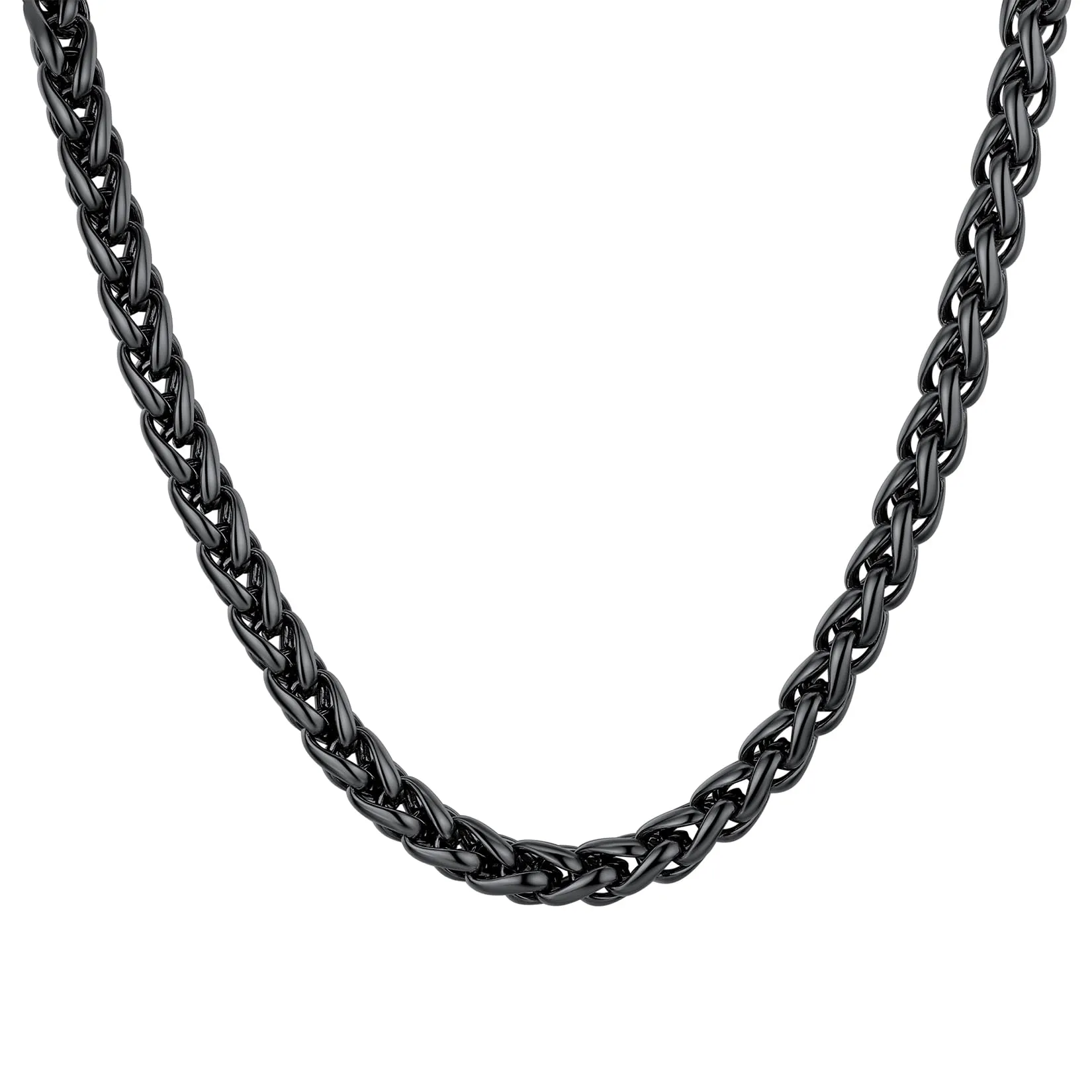 U7 Collana Uomo in Acciaio Inossidabile, Catena Spiga Nera 9mm, 55cm - immagine 1