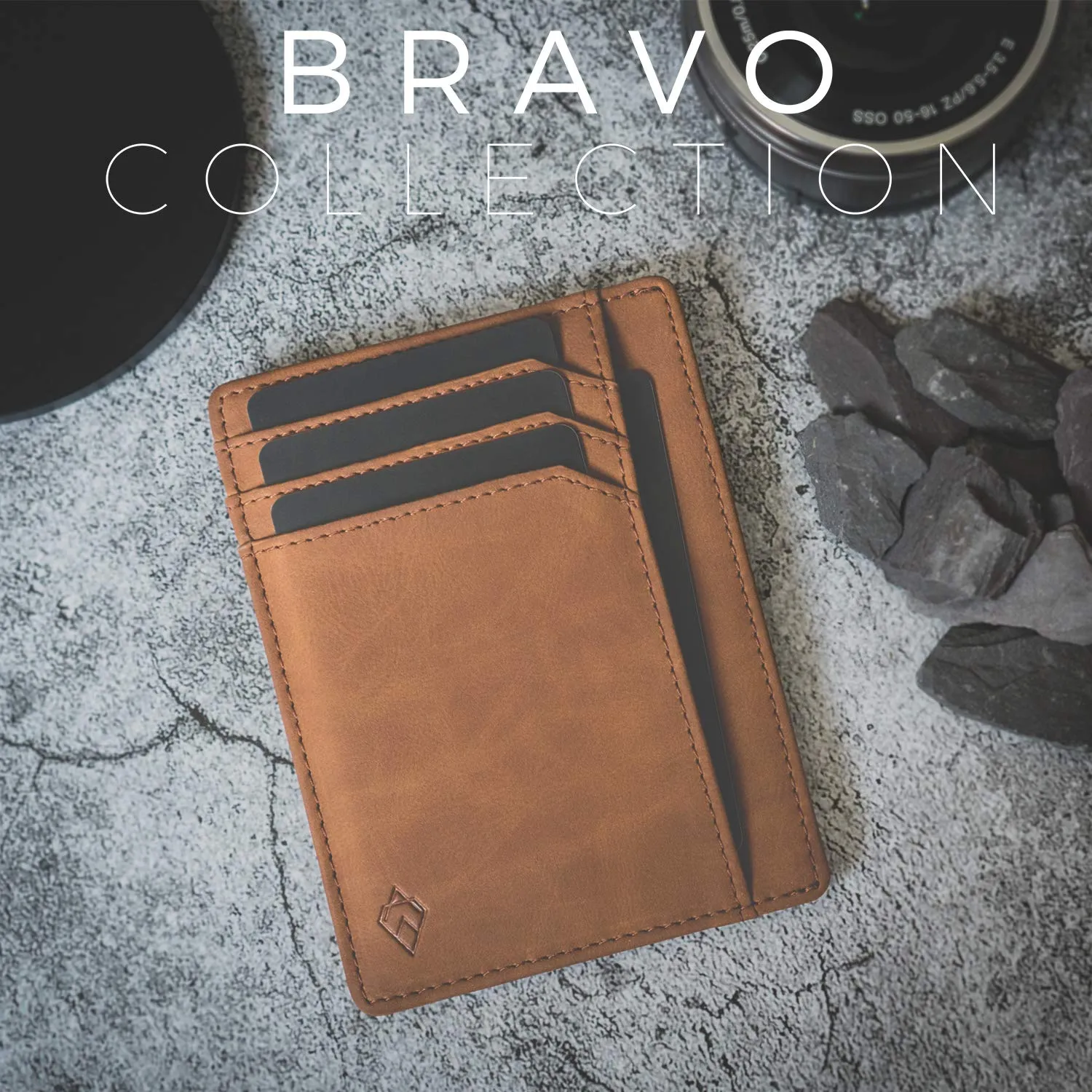 AKIELO Bravo Portafoglio Slim Porta Carte di Credito RFID - Edizione Marrone Chiaro - immagine 2