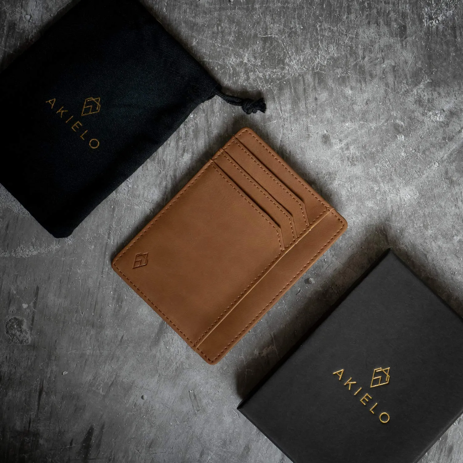 AKIELO Bravo Portafoglio Slim Porta Carte di Credito RFID - Edizione Marrone Chiaro - immagine 5