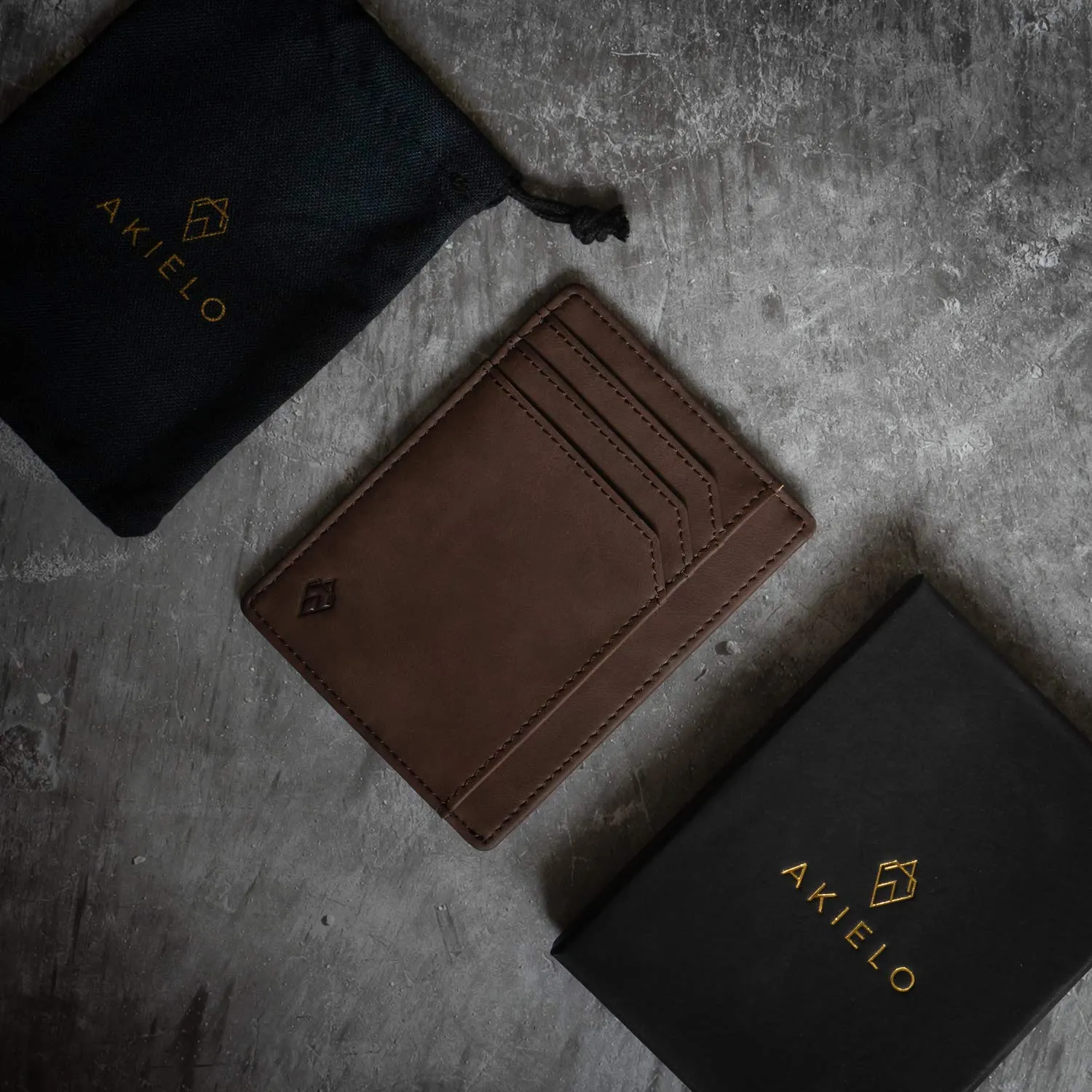 AKIELO Bravo Portafoglio Uomo Slim Porta Carte di Credito con Blocco RFID - Edizione Moka Scuro - immagine 5