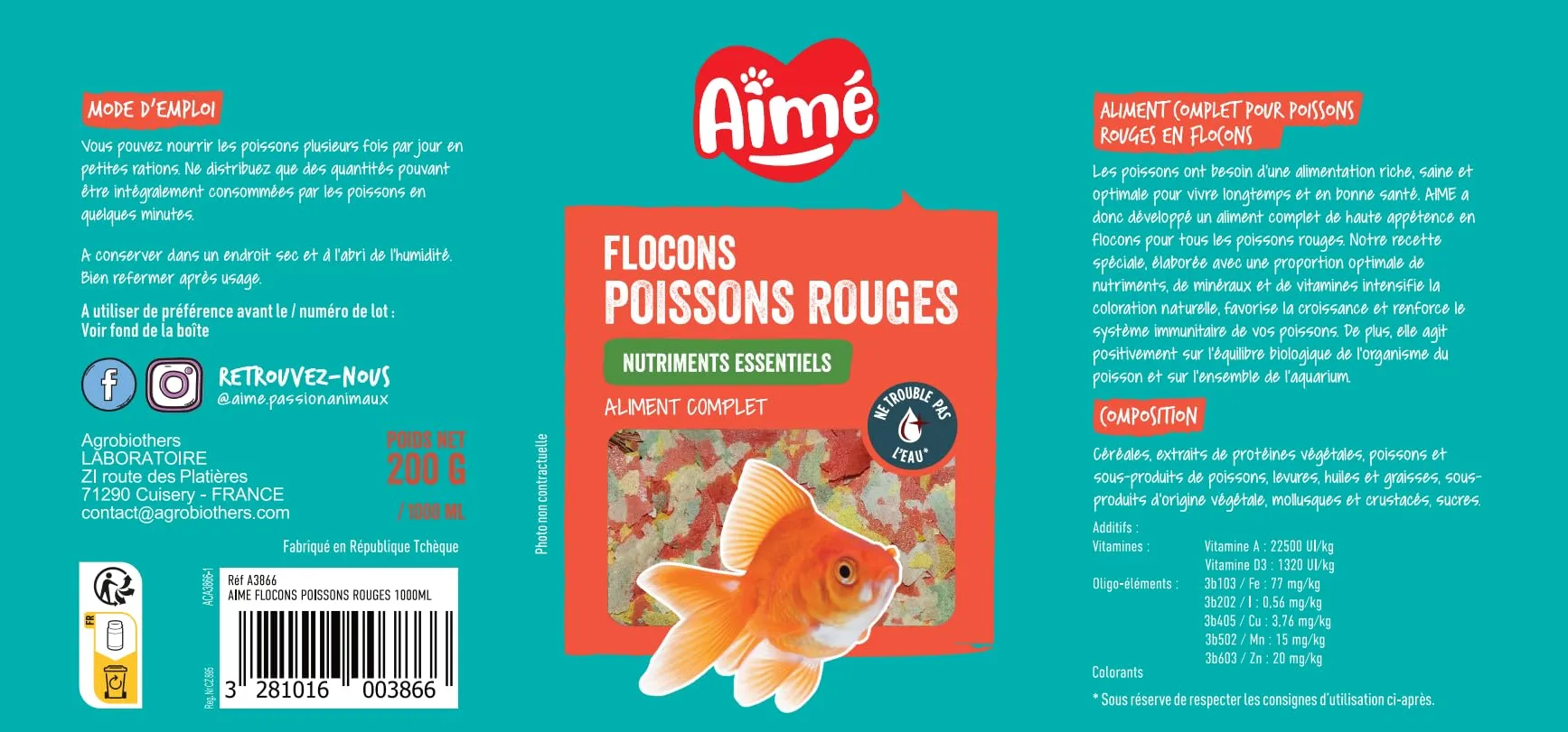 Aimé Cibo Pesci Esotici per Acquariofilia 200 g - immagine 2