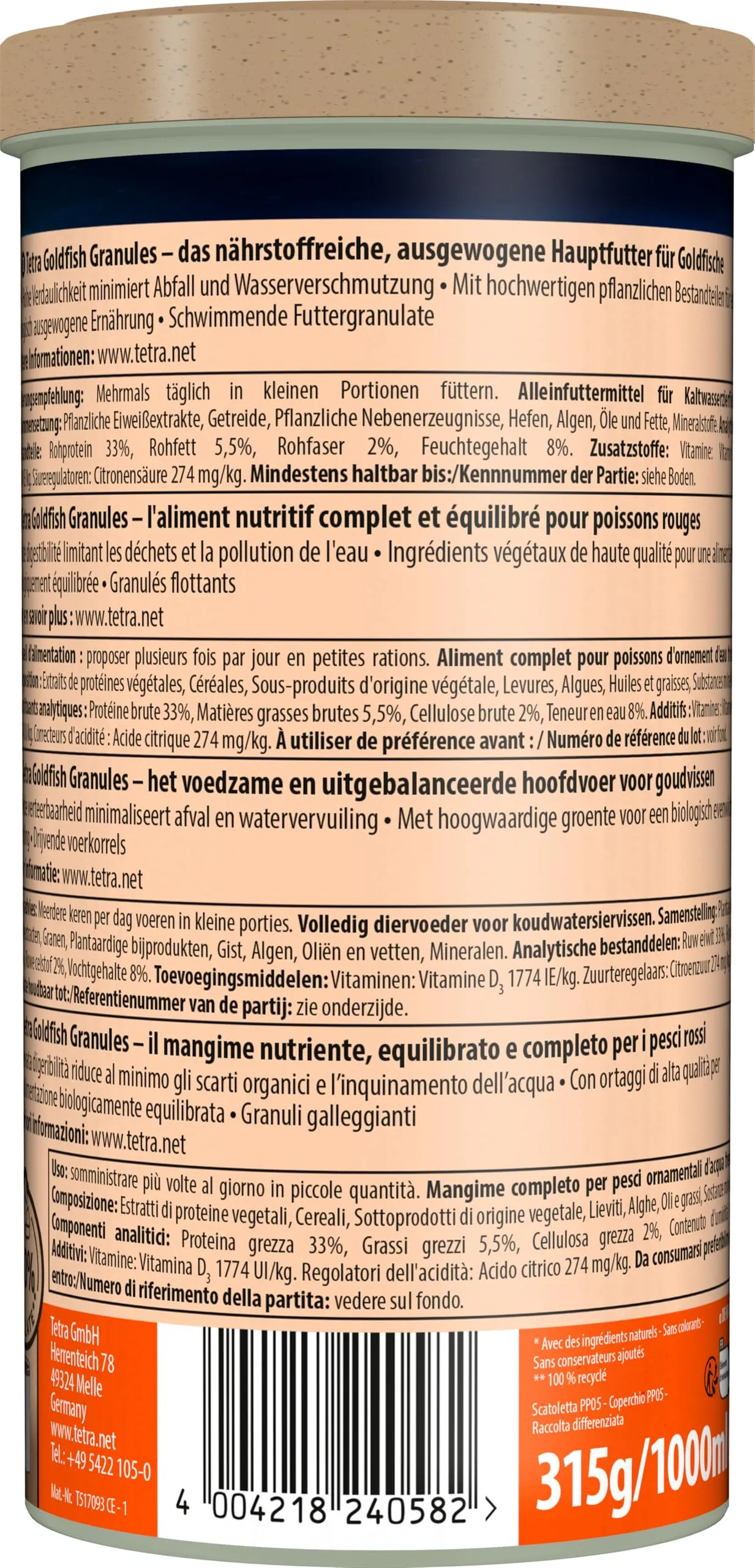 Tetra Goldfish Granules, Mangime per Pesci Rossi e d'Acqua Fredda, 1 L - immagine 11