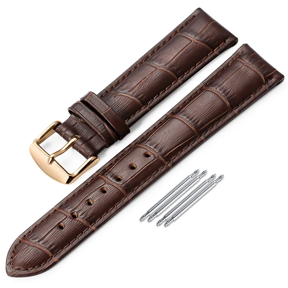 iStrap Cinturino in Pelle Motivo Coccodrillo 19mm Marrone - immagine 1