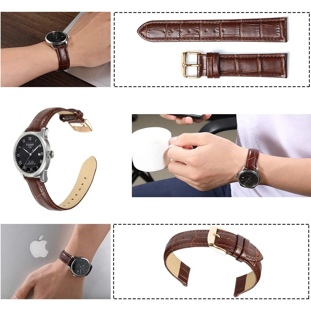 iStrap Cinturino in Pelle Motivo Coccodrillo 19mm Marrone - immagine 4