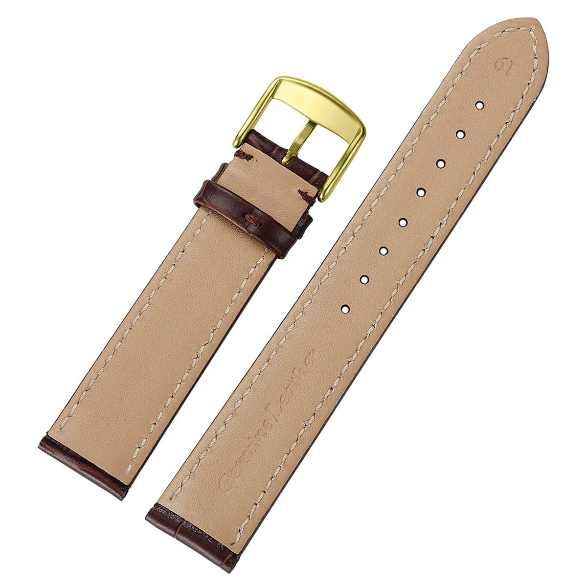 iStrap Cinturino in Pelle Motivo Coccodrillo per Orologio 18mm - Marrone - immagine 3
