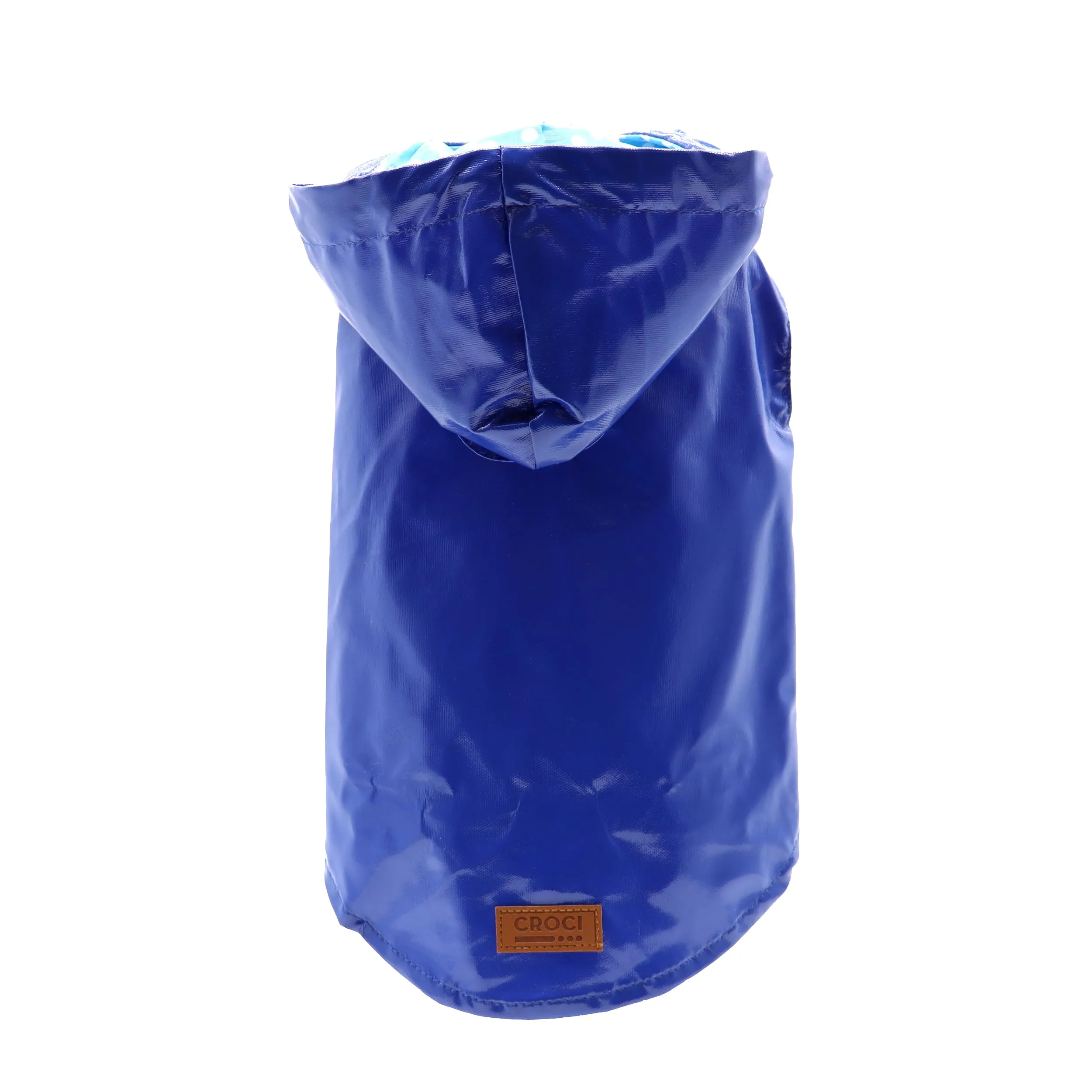 Croci Raindrop Blue Impermeabile per Cani, Cappotto Antivento con Cappuccio e Foro per Guinzaglio, Blu, 30 cm - immagine 1