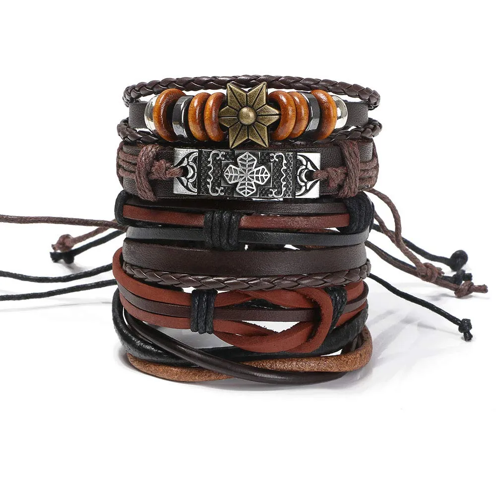 flintronic Bracciale in Pelle Intrecciata, Set da 6 Pezzi, 18-34cm - immagine 5