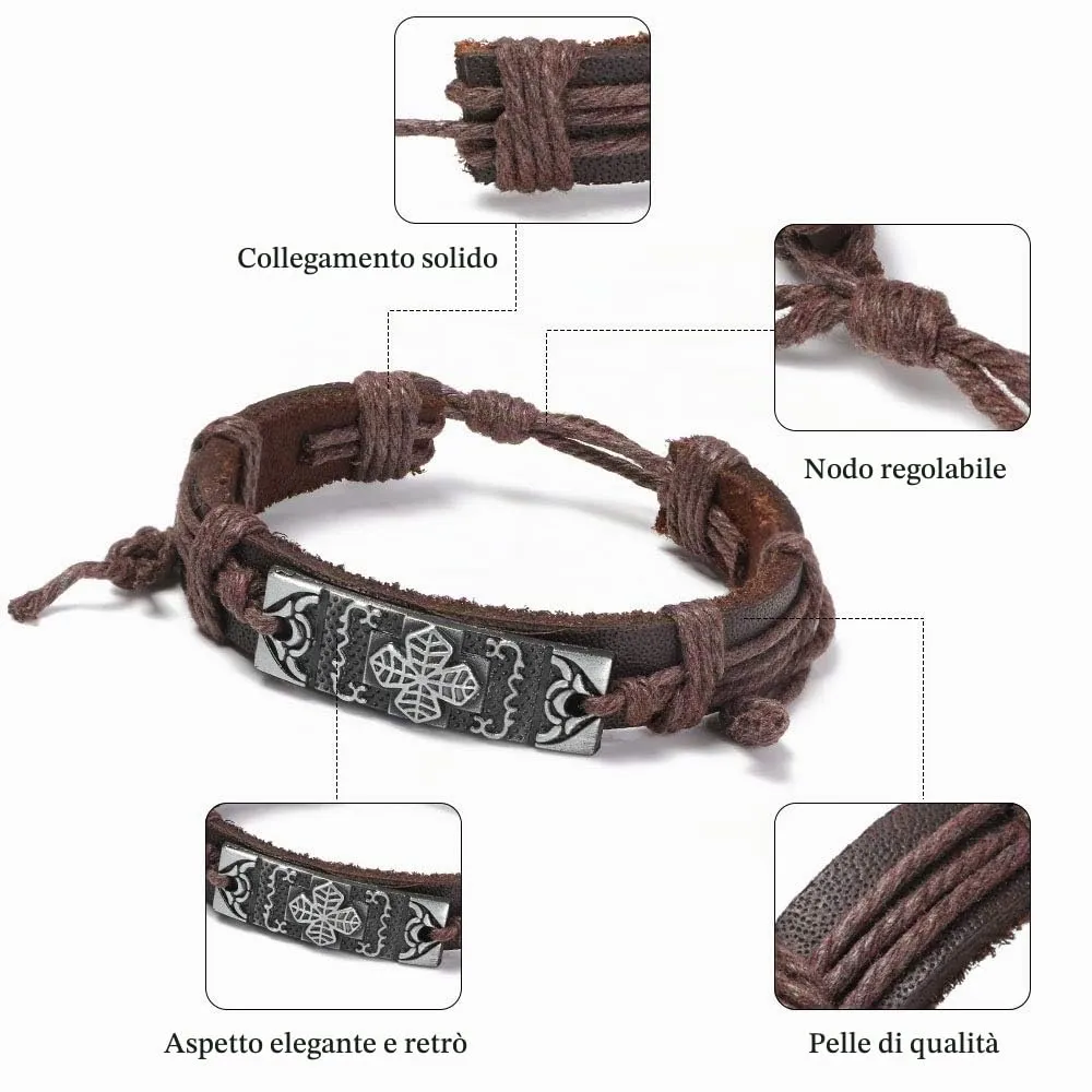 flintronic Bracciale in Pelle Intrecciata, Set da 6 Pezzi, 18-34cm - immagine 6