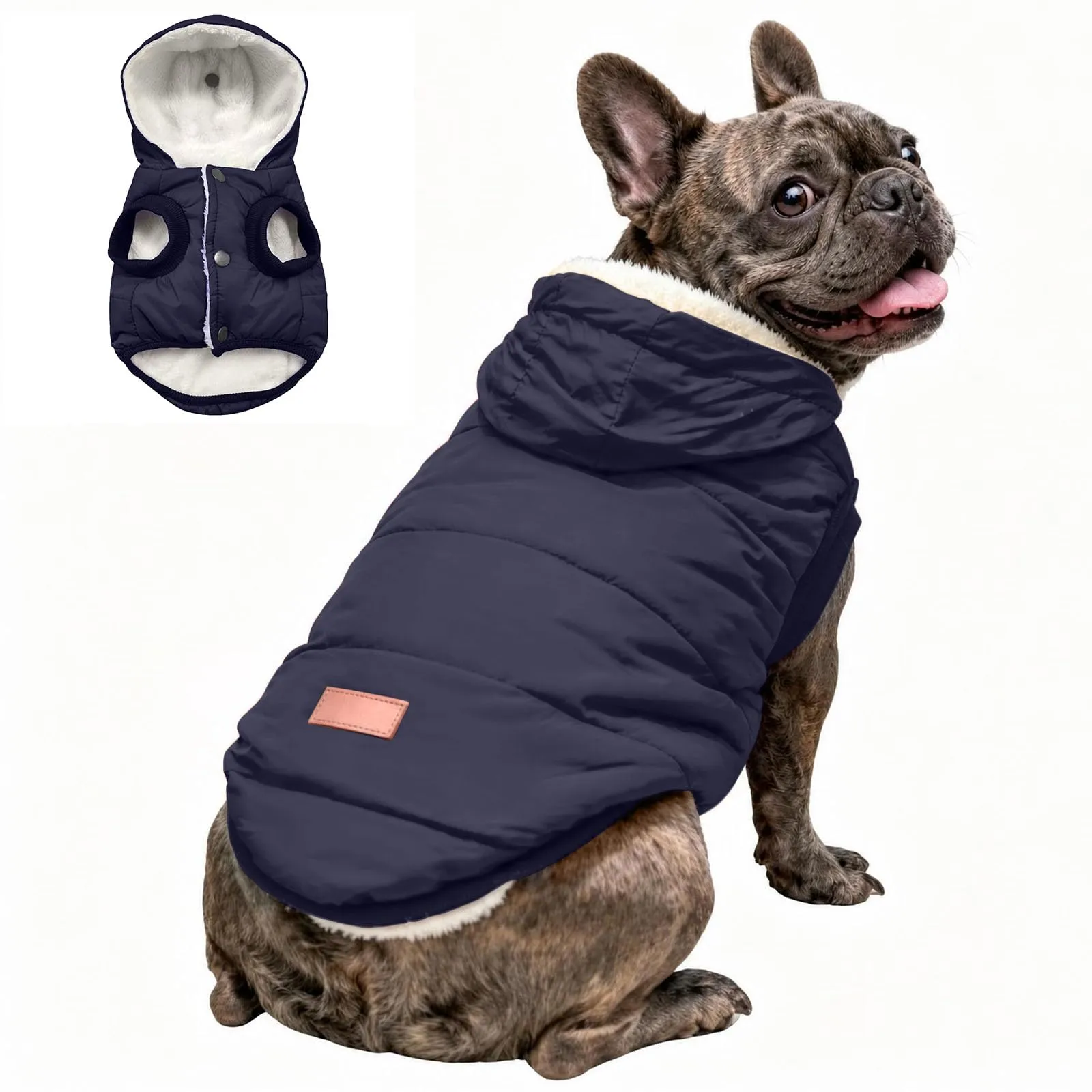 JoyDaog Cappottino Invernale per Cani con Cappuccio, Foderato in Pile, Blu, XS - immagine 2