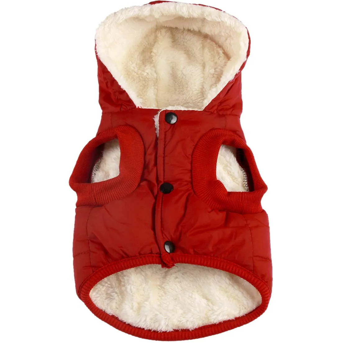 JoyDaog Cappottino invernale per cani con cappuccio foderato in pile, Rosso, M - immagine 1