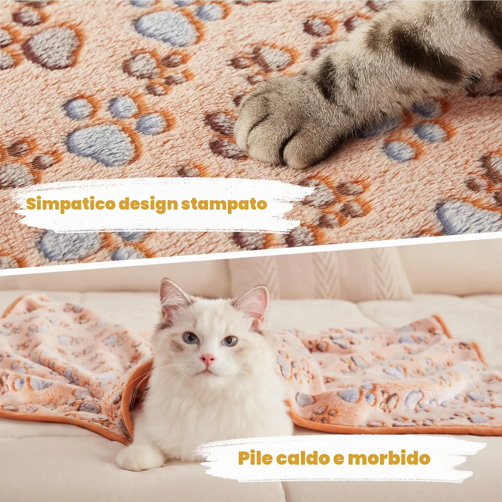 luciphia Coperta per Cane e Gatto in Flanella, Zampa, Medium (76 x 52cm), 3 Pezzi - immagine 2