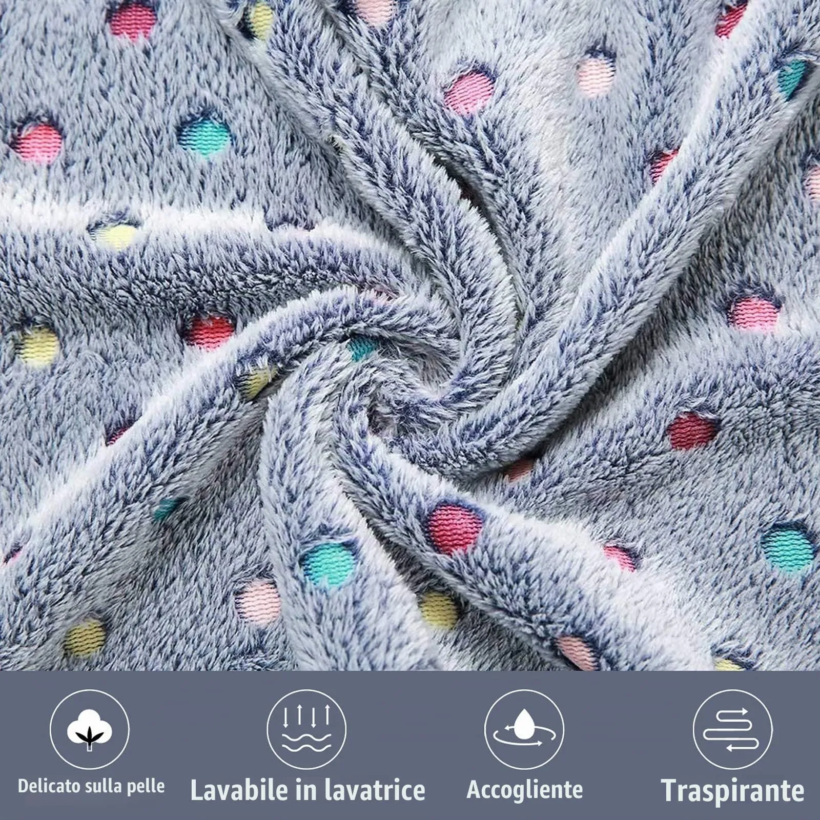luciphia Coperta per Cane e Gatto in Flanella, 3 Pezzi, Punto, Small (60 x 40cm) - immagine 2