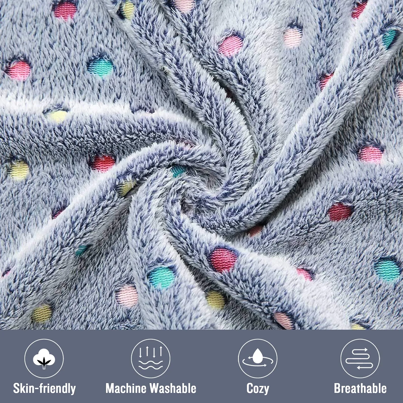 luciphia Coperta per Cane e Gatto in Flanella, 3 Pezzi, Pois, Large (104 x 76cm) - immagine 2