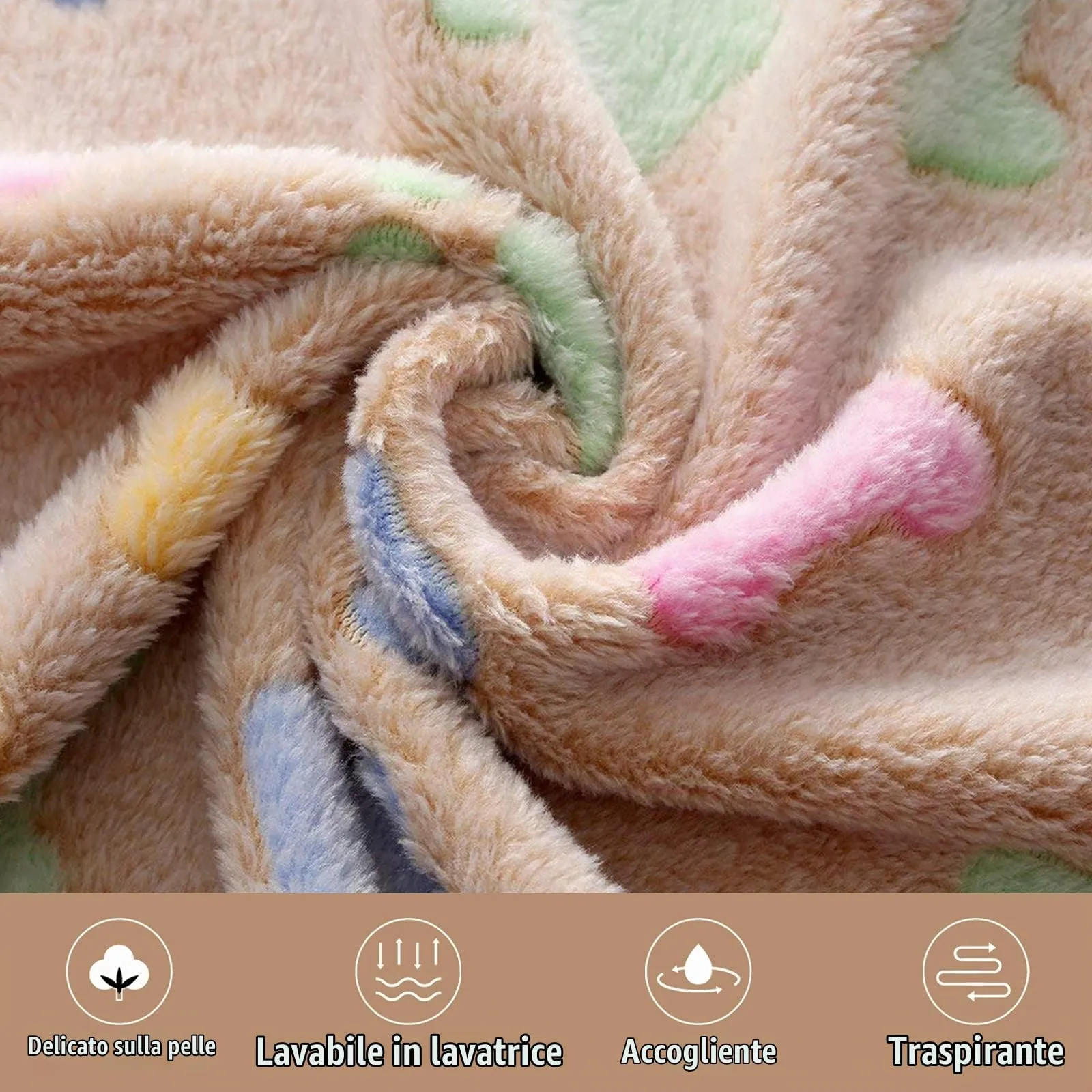 luciphia Coperta per Cane e Gatto in Flanella, Osso, Large (104 x 76cm), 3 Pezzi - immagine 2