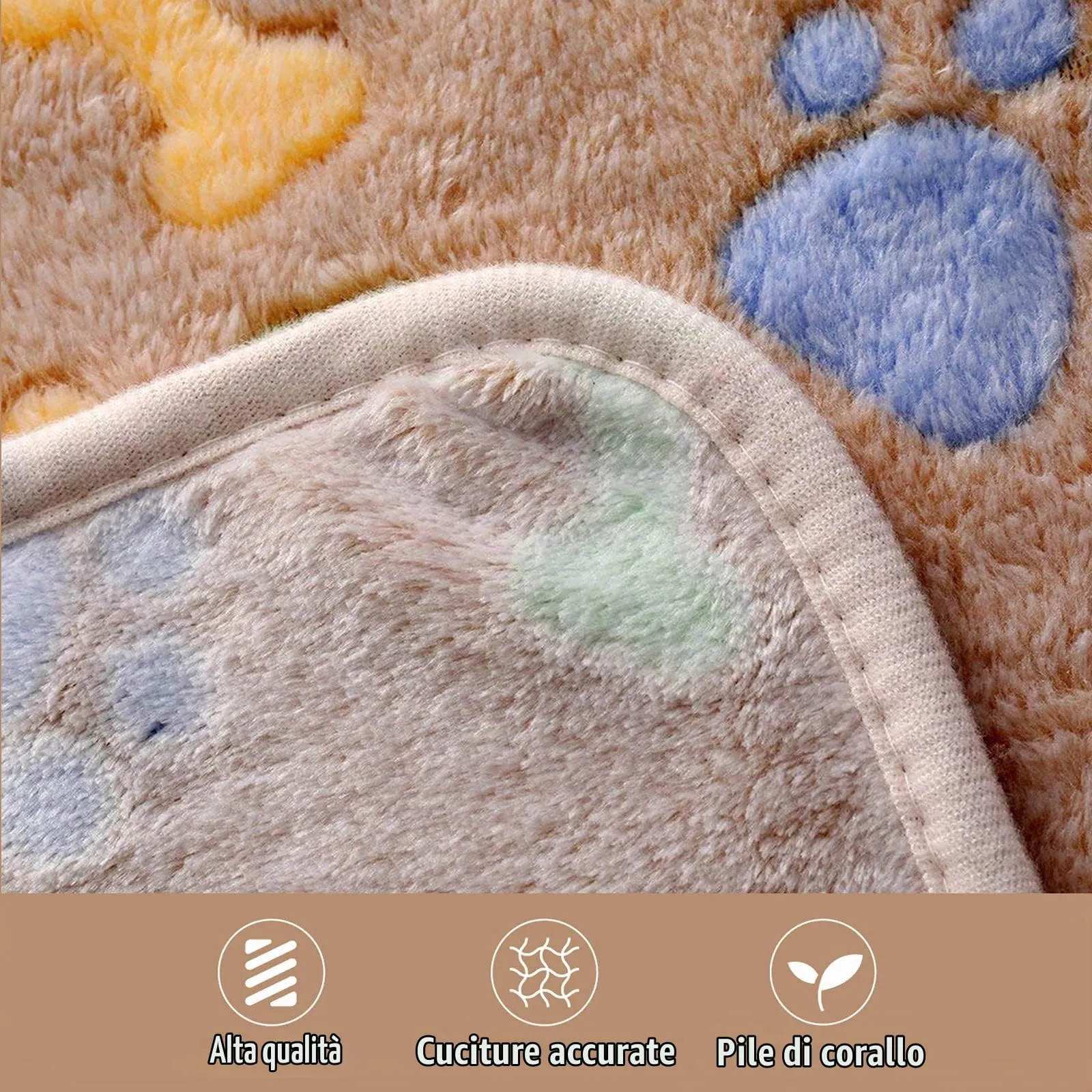 luciphia Coperta per Cane e Gatto in Flanella, Osso, Large (104 x 76cm), 3 Pezzi - immagine 3