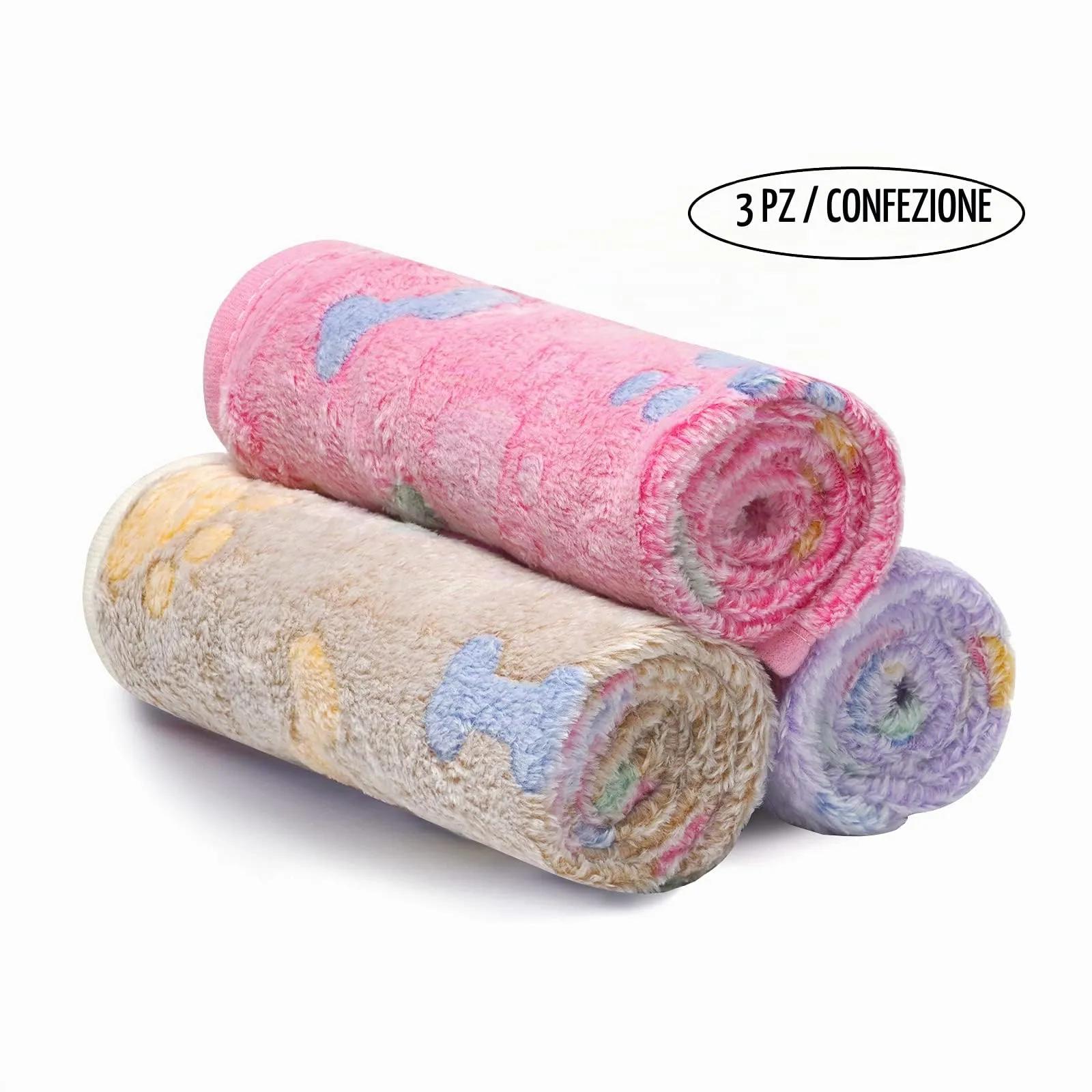luciphia Coperta per Cane e Gatto in Flanella, Osso, Large (104 x 76cm), 3 Pezzi - immagine 5
