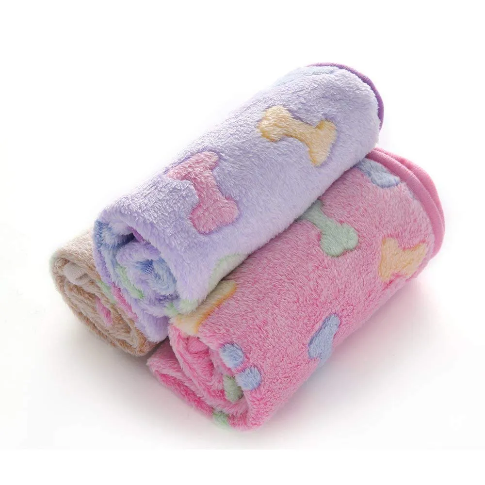 luciphia Coperta per Cane e Gatto in Flanella, Osso, Medium (76 x 52cm), 3 Pezzi - immagine 2