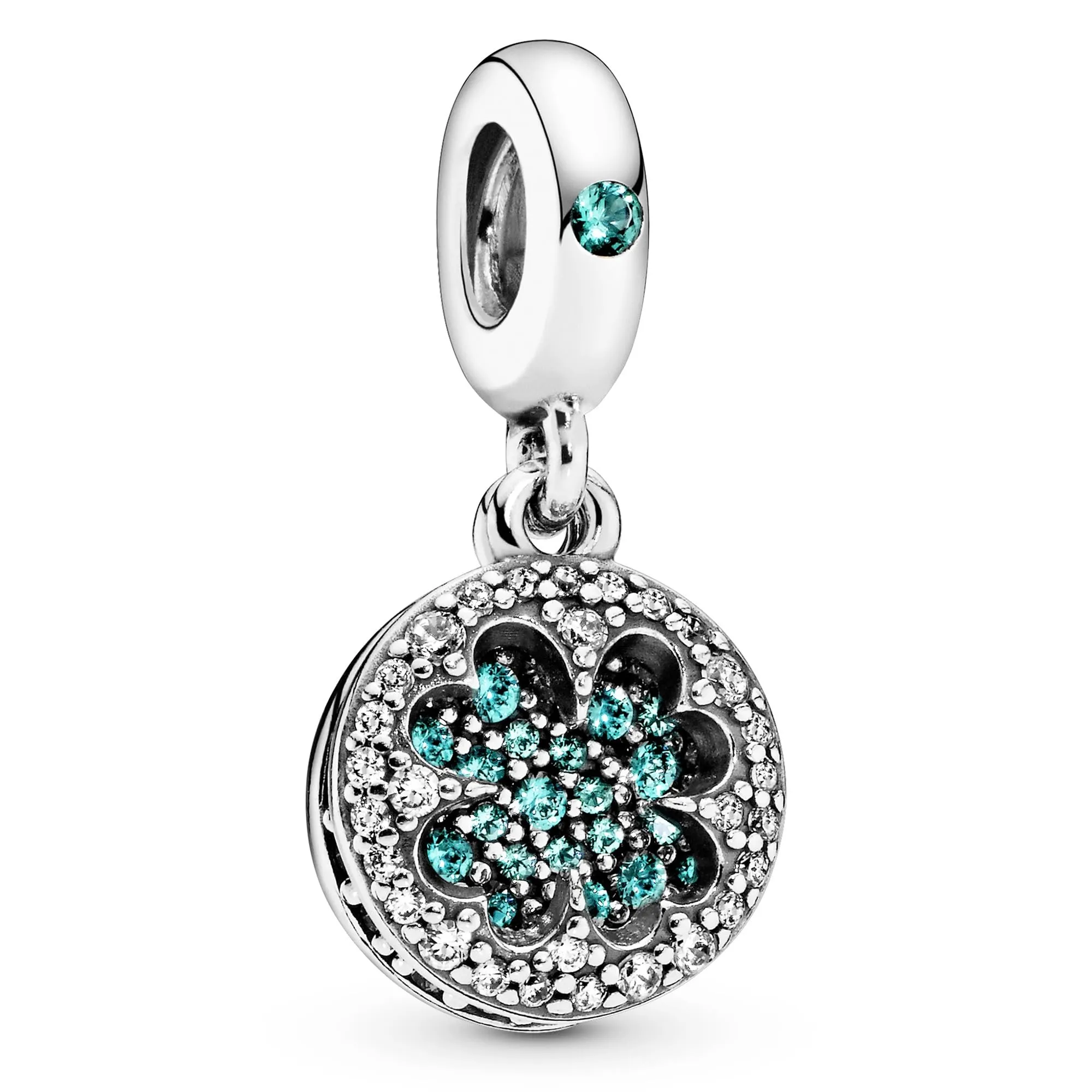 Pandora Pendente Trifoglio in Argento con Cristallo Verde Reale, Verde Acqua e Zirconia Cubica Trasparente - immagine 2