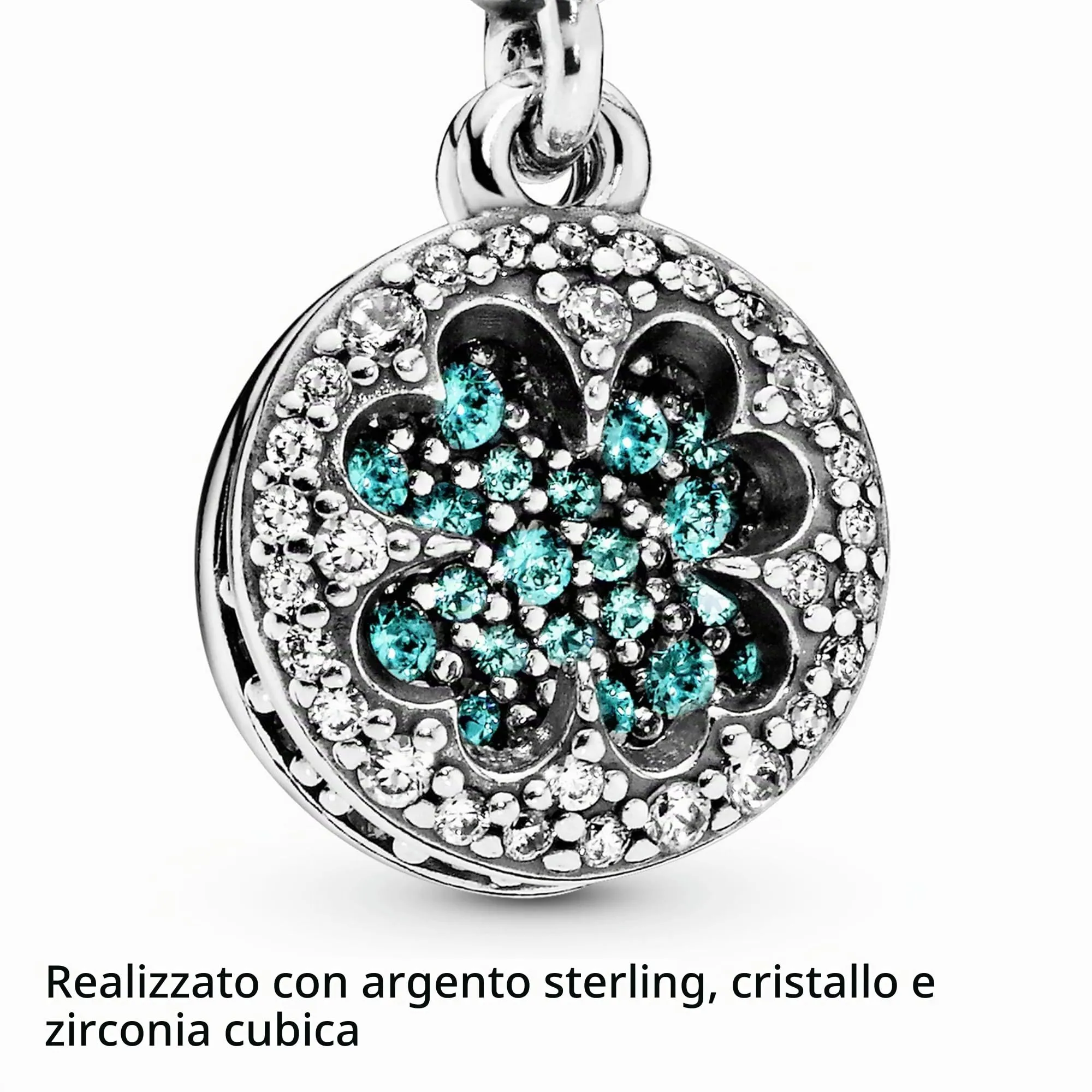 Pandora Pendente Trifoglio in Argento con Cristallo Verde Reale, Verde Acqua e Zirconia Cubica Trasparente - immagine 4