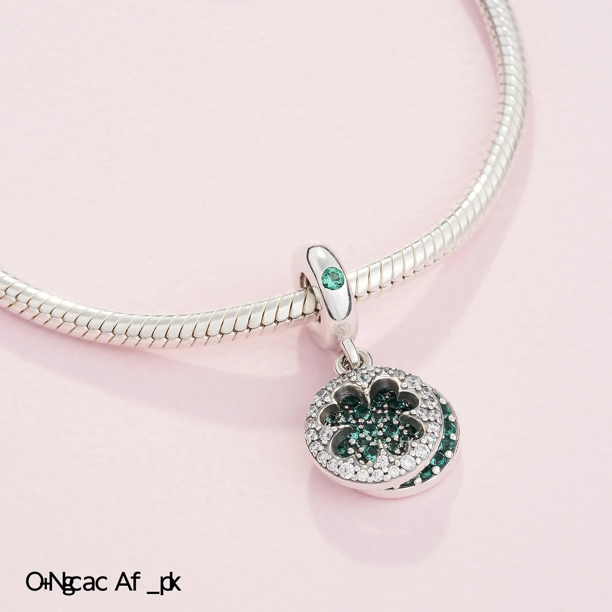 Pandora Pendente Trifoglio in Argento con Cristallo Verde Reale, Verde Acqua e Zirconia Cubica Trasparente - immagine 5
