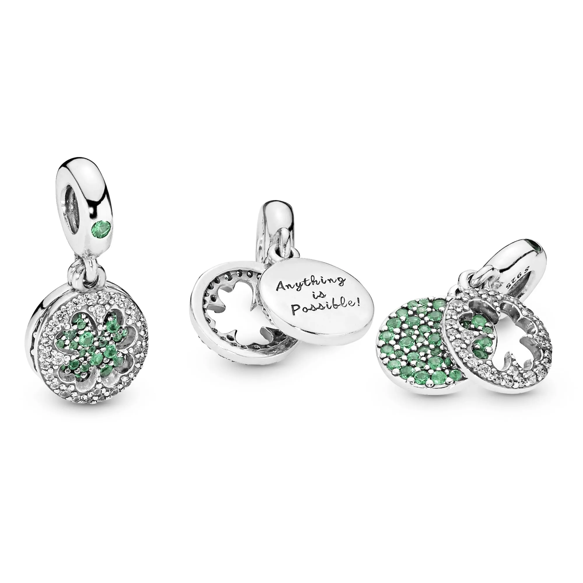 Pandora Pendente Trifoglio in Argento con Cristallo Verde Reale, Verde Acqua e Zirconia Cubica Trasparente - immagine 7