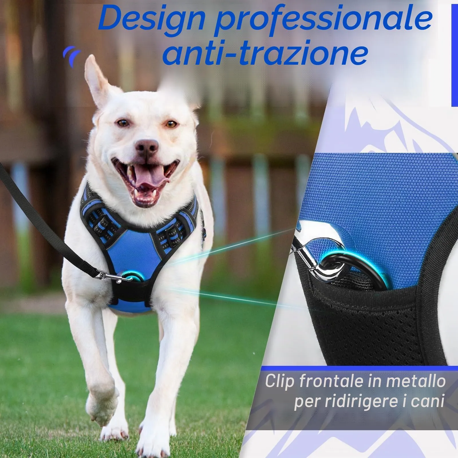 Eagloo Pettorina Cane ad H Anti Tiro, Blu, Taglia S - immagine 3