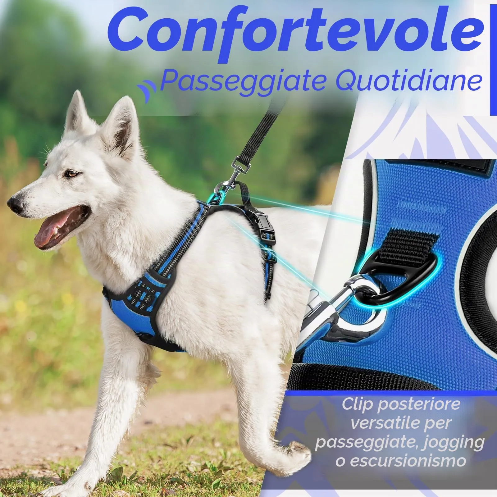 Eagloo Pettorina Cane ad H Anti Tiro, Blu, Taglia S - immagine 4