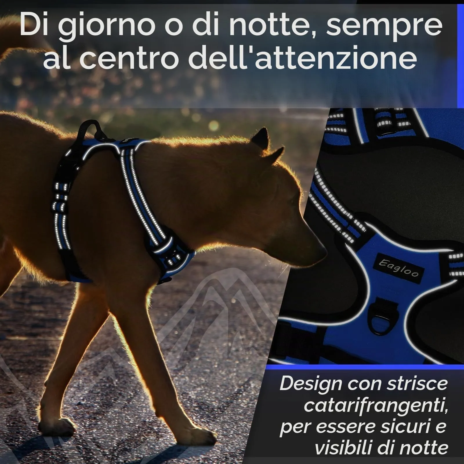 Eagloo Pettorina Cane ad H Anti Tiro, Blu, Taglia S - immagine 8