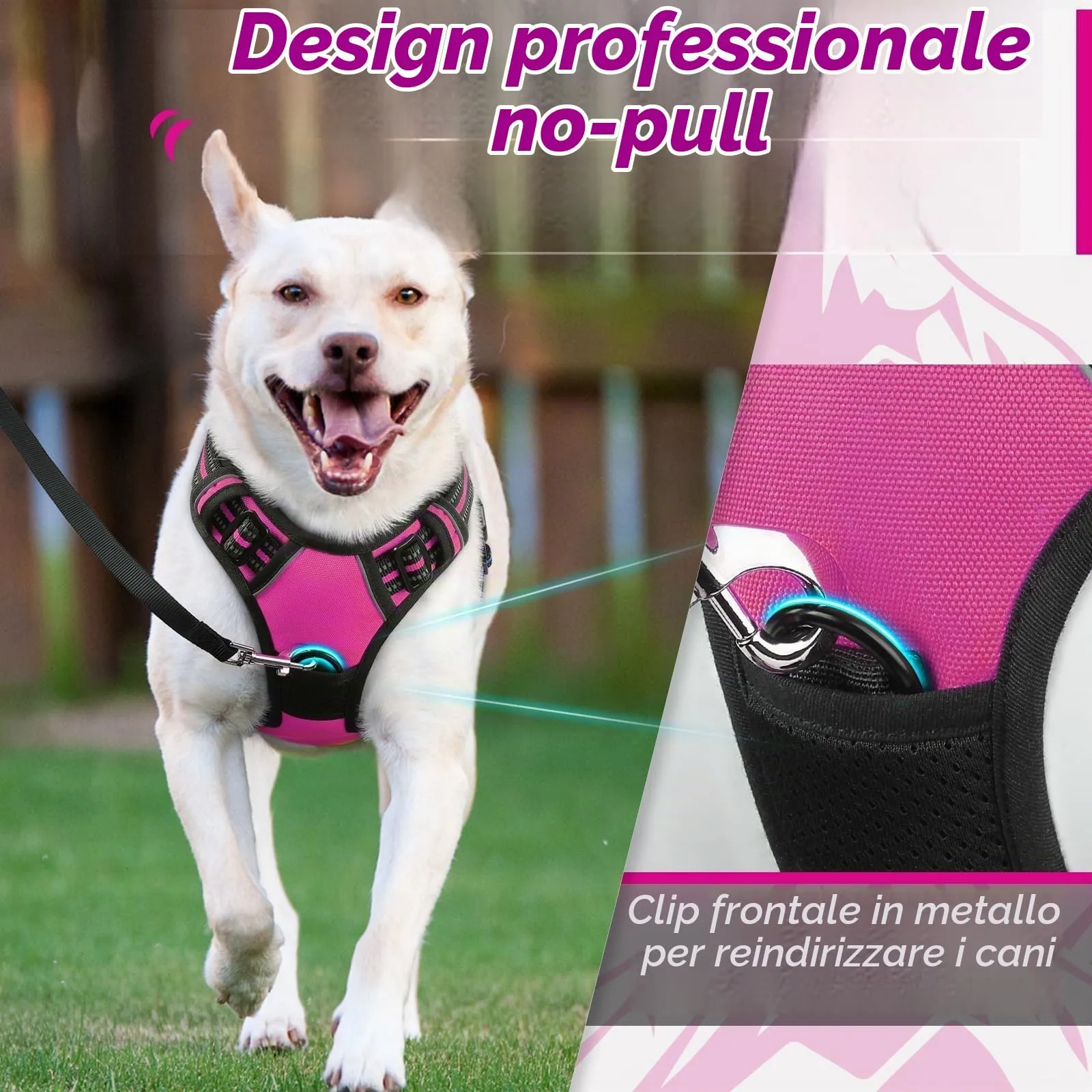 Eagloo Pettorina Cane ad H, Rosa Rossa, Taglia S - immagine 3
