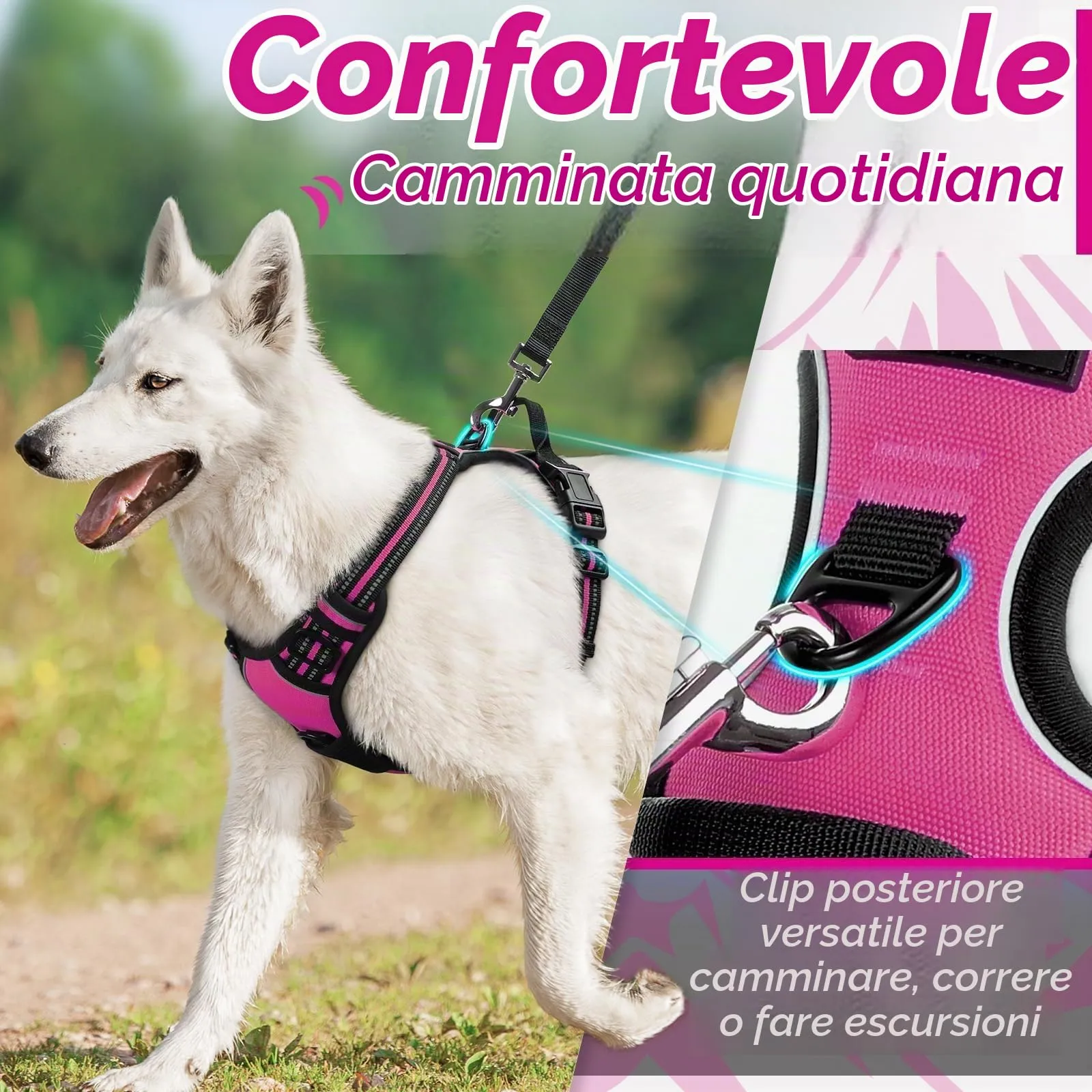 Eagloo Pettorina Cane ad H, Rosa Rossa, Taglia S - immagine 4