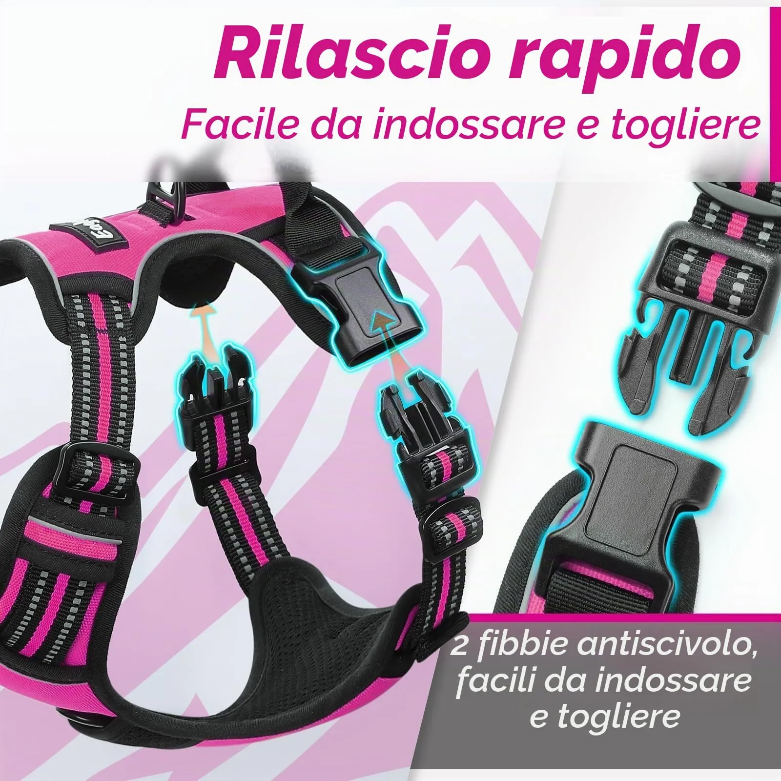Eagloo Pettorina Cane ad H, Rosa Rossa, Taglia S - immagine 6