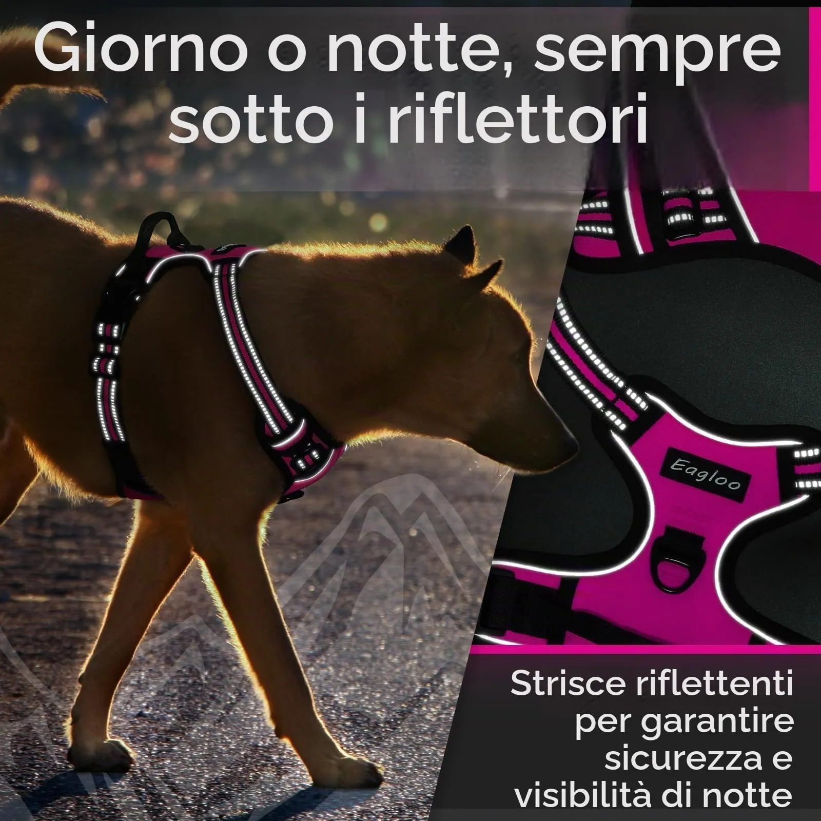 Eagloo Pettorina Cane ad H, Rosa Rossa, Taglia S - immagine 8