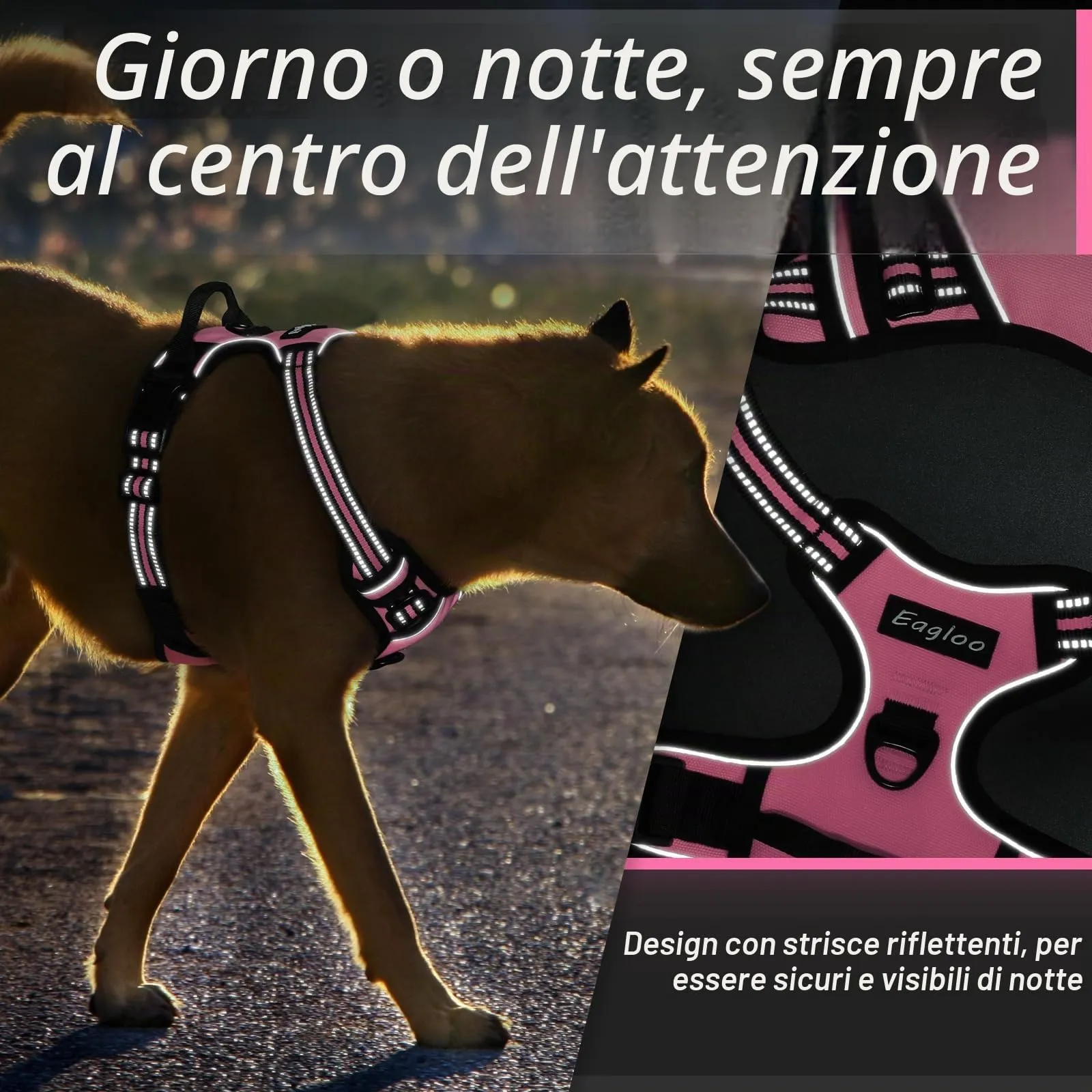 Eagloo Pettorina Cane Anti Tiro, Rosa, Taglia M - immagine 8