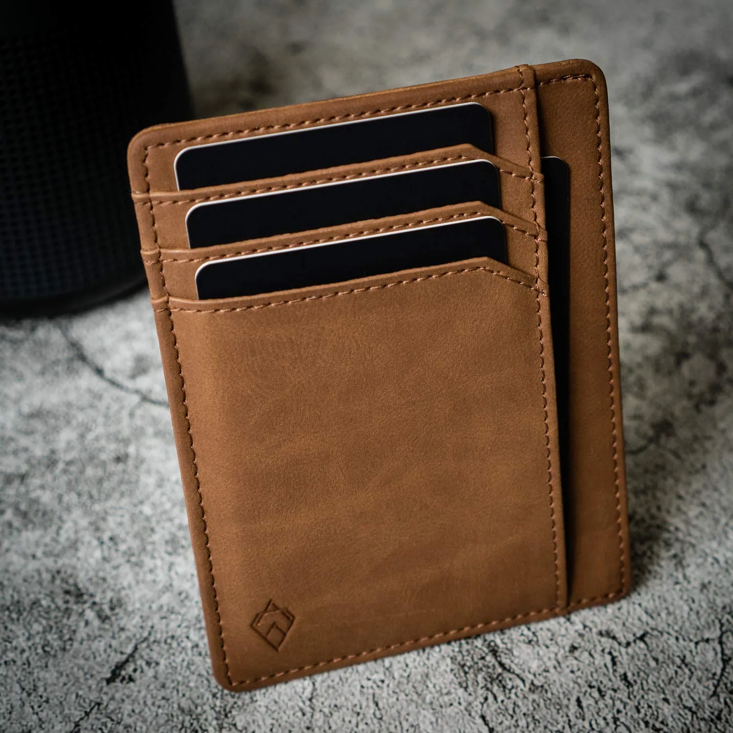 AKIELO Bravo Portafoglio Uomo Slim con Blocco RFID e Portamonete con Zip - Marrone Chiaro - immagine 4