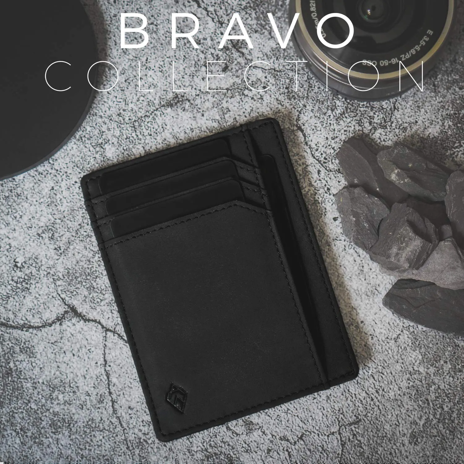 AKIELO Bravo Portafoglio Uomo Slim con Blocco RFID e Portamonete con Cerniera - Edizione Nera con Zip - immagine 2