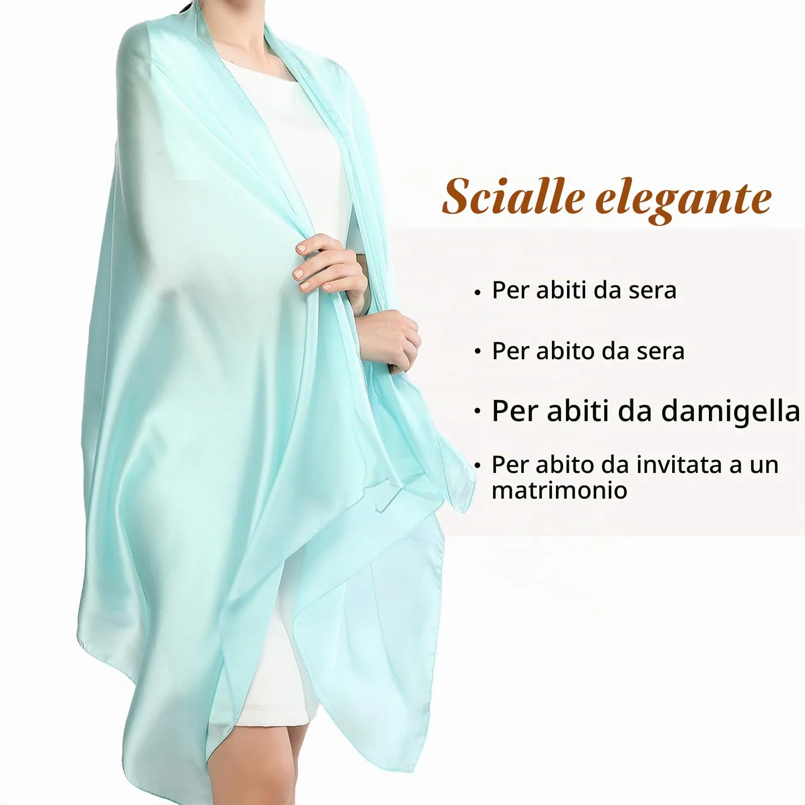 RIIQIICHY Foulard Sciarpa Seta Donna Pashmina Leggera Stola Scialle Turchese - immagine 3