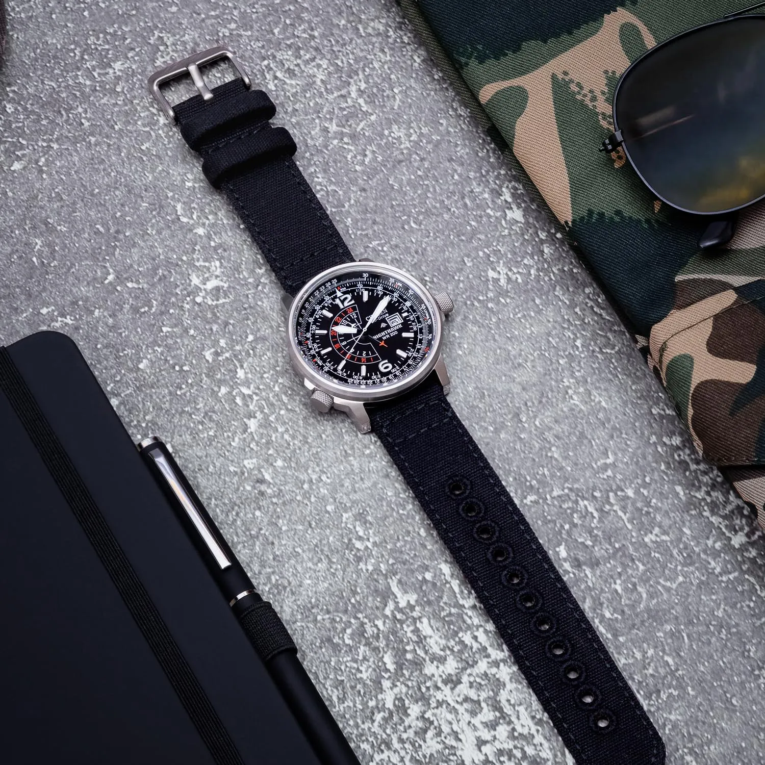 Archer Watch Straps Cinturini per Orologio in Tela a Sgancio Rapido - Nero, 18mm - immagine 2