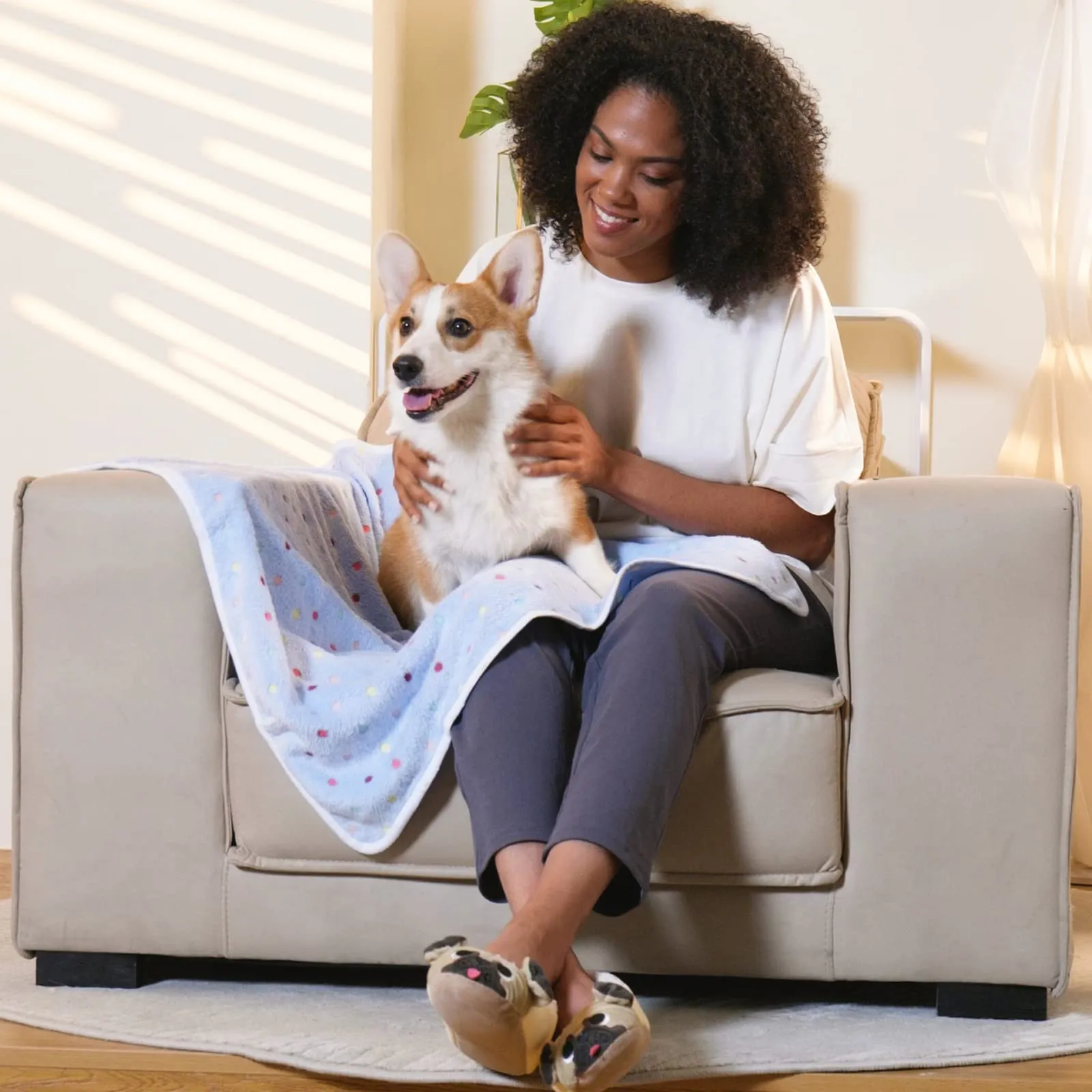 luciphia Coperta per Cane e Gatto in Flanella, 3 Pezzi, Punto, Medium (76 x 52cm) - immagine 2