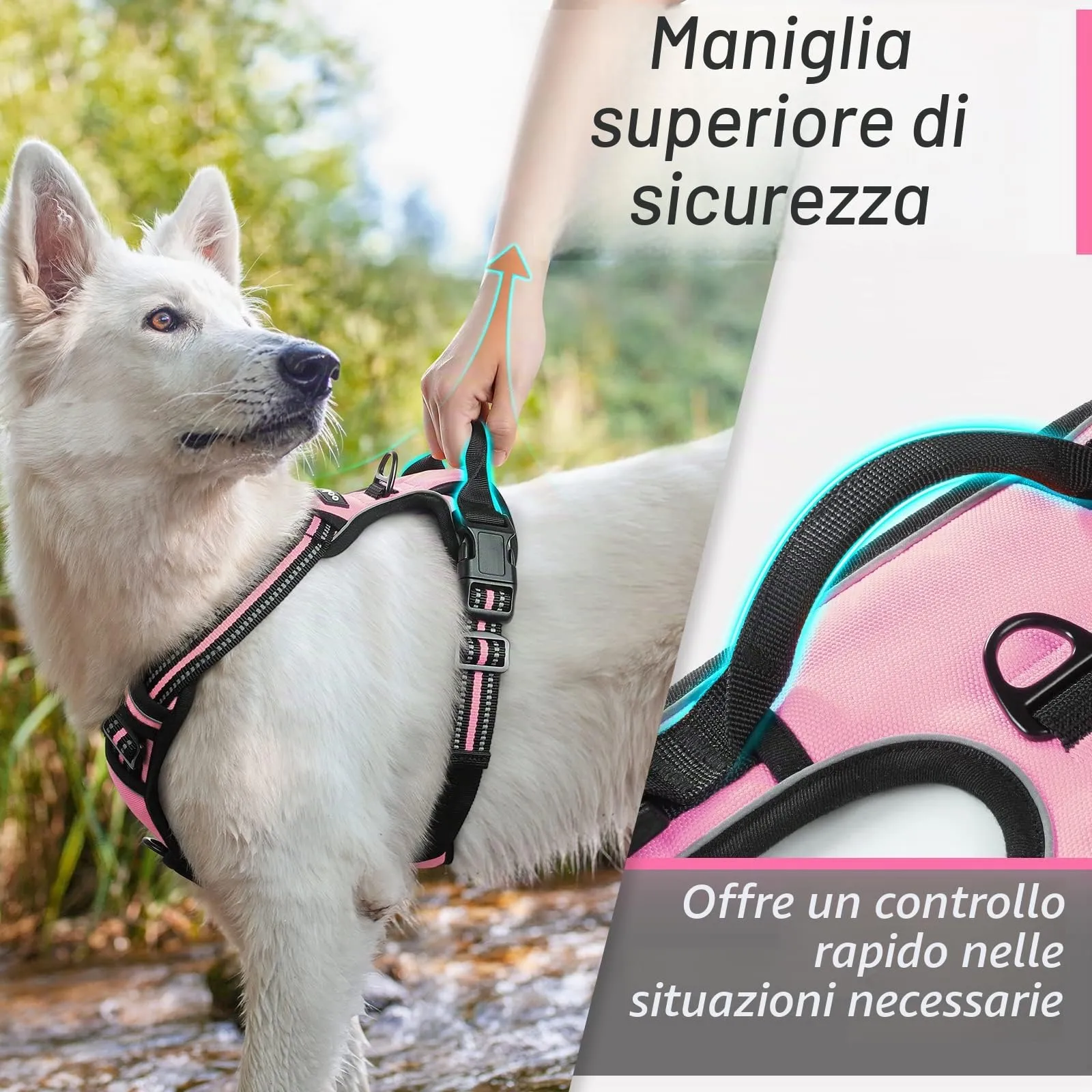 Eagloo Pettorina Cane ad H Anti Tiro, Rosa, Taglia S - immagine 5