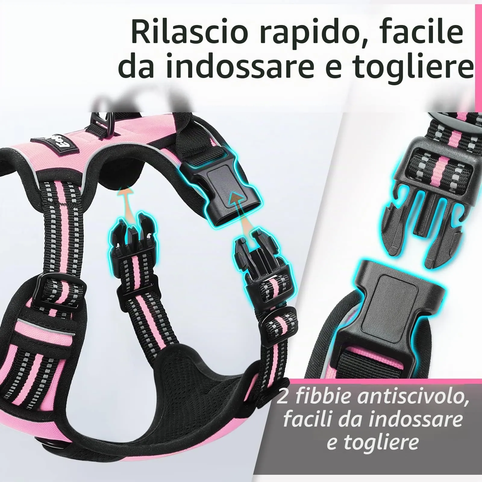 Eagloo Pettorina Cane ad H Anti Tiro, Rosa, Taglia S - immagine 6