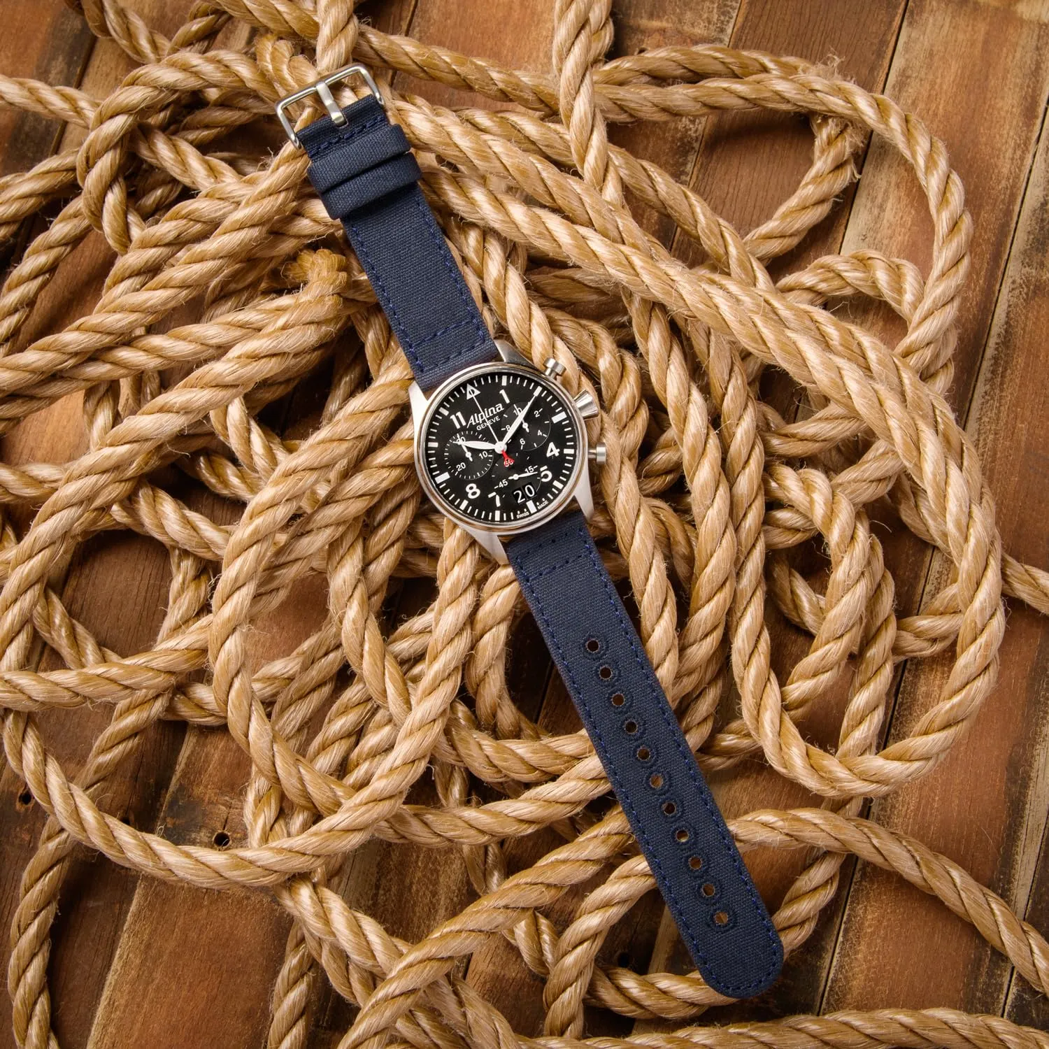 Archer Watch Straps Cinturini per Orologio in Tela a Sgancio Rapido, Navy Blu, 20mm - immagine 2