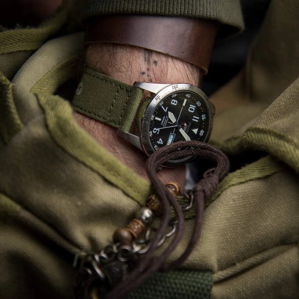 Archer Watch Straps Cinturini per Orologio in Tela a Sgancio Rapido, Verde Oliva Chiaro, 20mm - immagine 2
